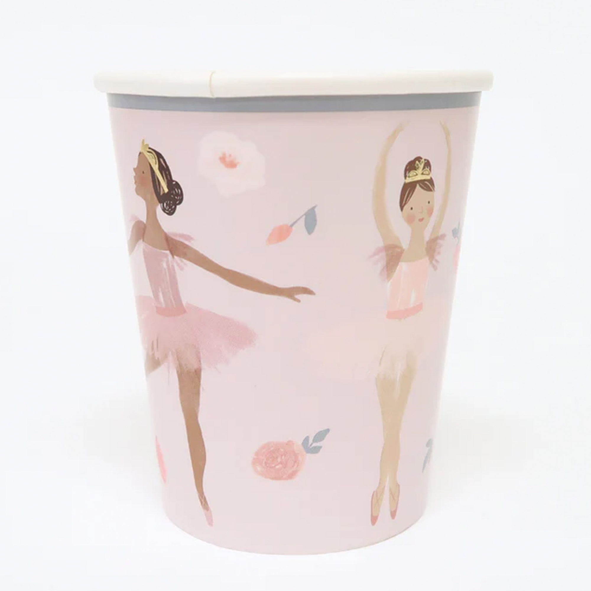 ballettbecher, pink farbig, tanz thema, florales muster, kunststoffbecher