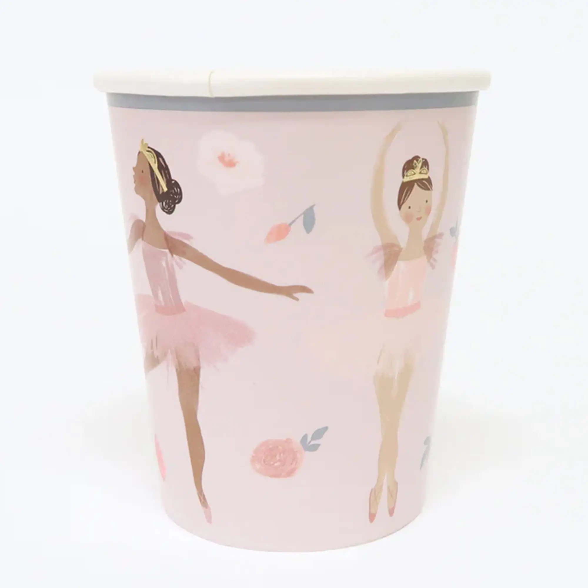 ballettbecher, pink farbig, tanz thema, florales muster, kunststoffbecher