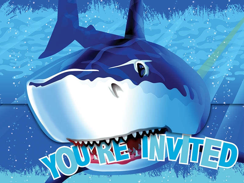 Shark Splash - 8 Einladungskarten und Umschläge