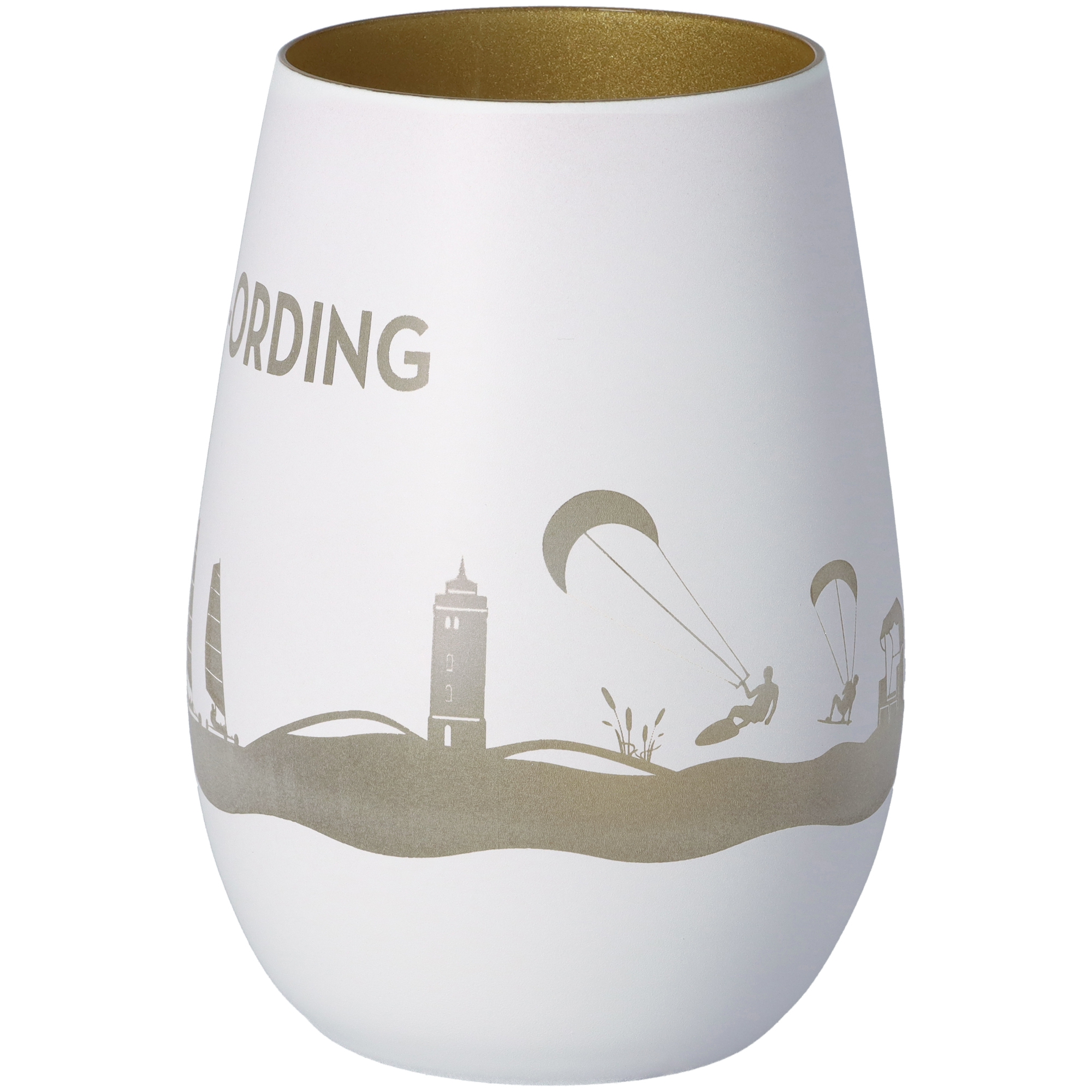 Windlicht Skyline St. Peter-Ording Weiß/Gold Windlicht Skyline St. Peter-Ording Weiß/Gold