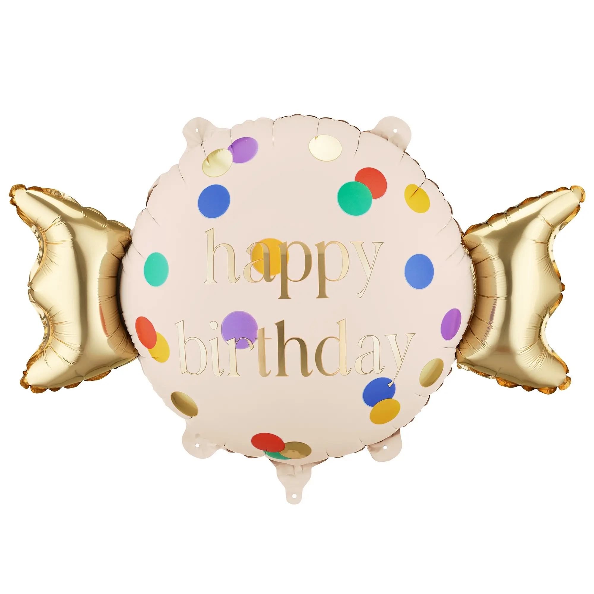 Birthday balloon, Runder Ballon, Happy birthday, Aluminiumballon, Konfetti-Punkte