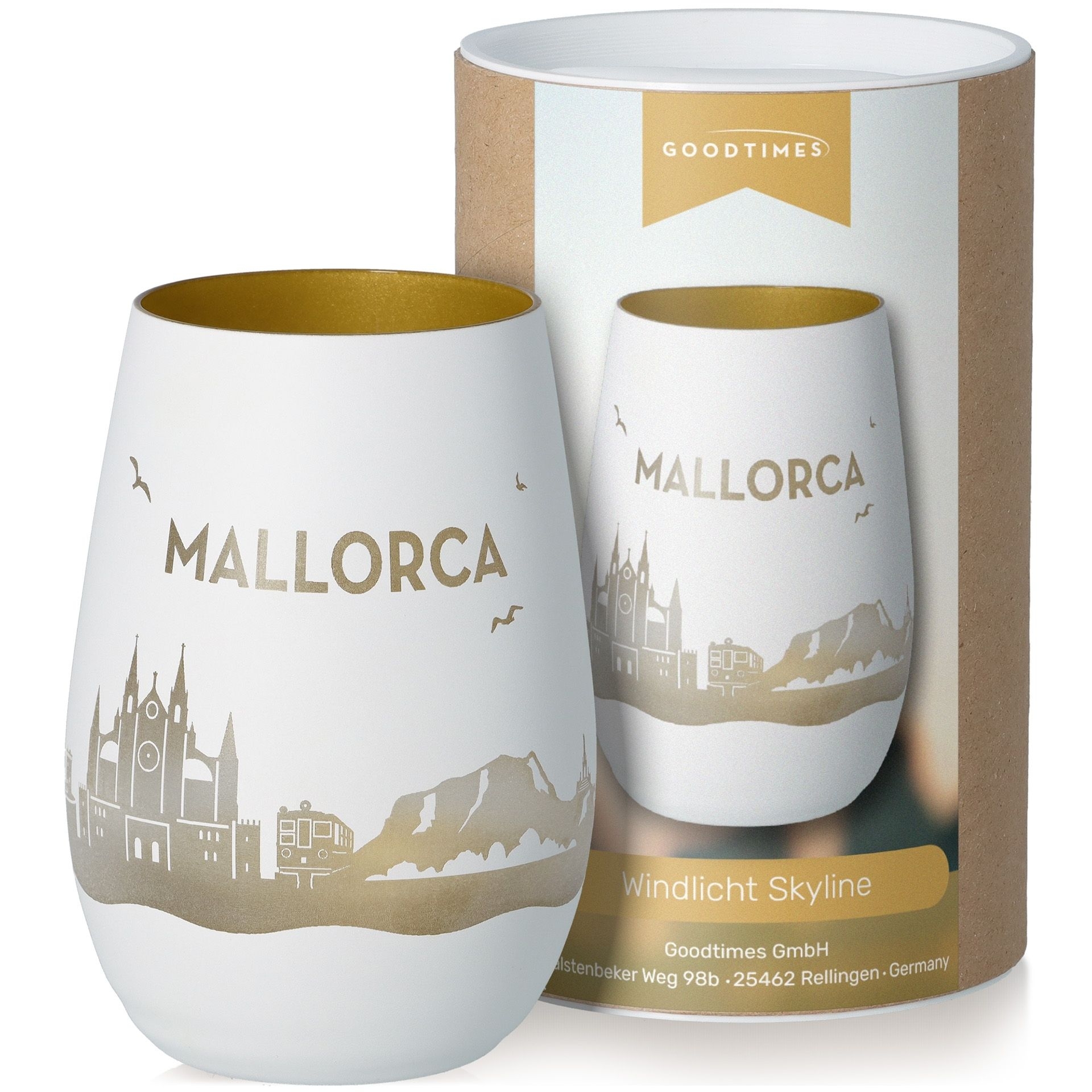Windlicht Skyline Mallorca Weiß/Gold Windlicht Skyline Mallorca Weiß/Gold