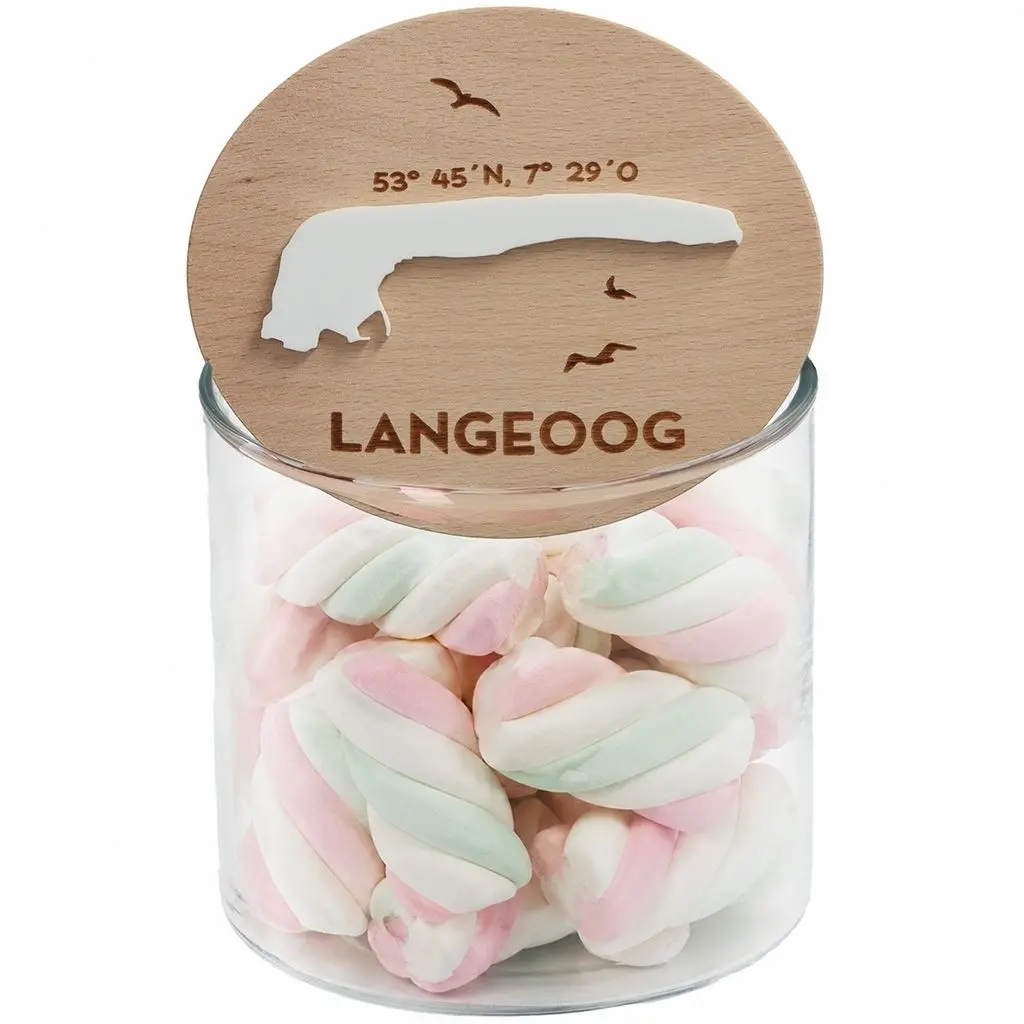 Geschenkglas Skyline "Langeoog Silhouette" Weiß 530 ml