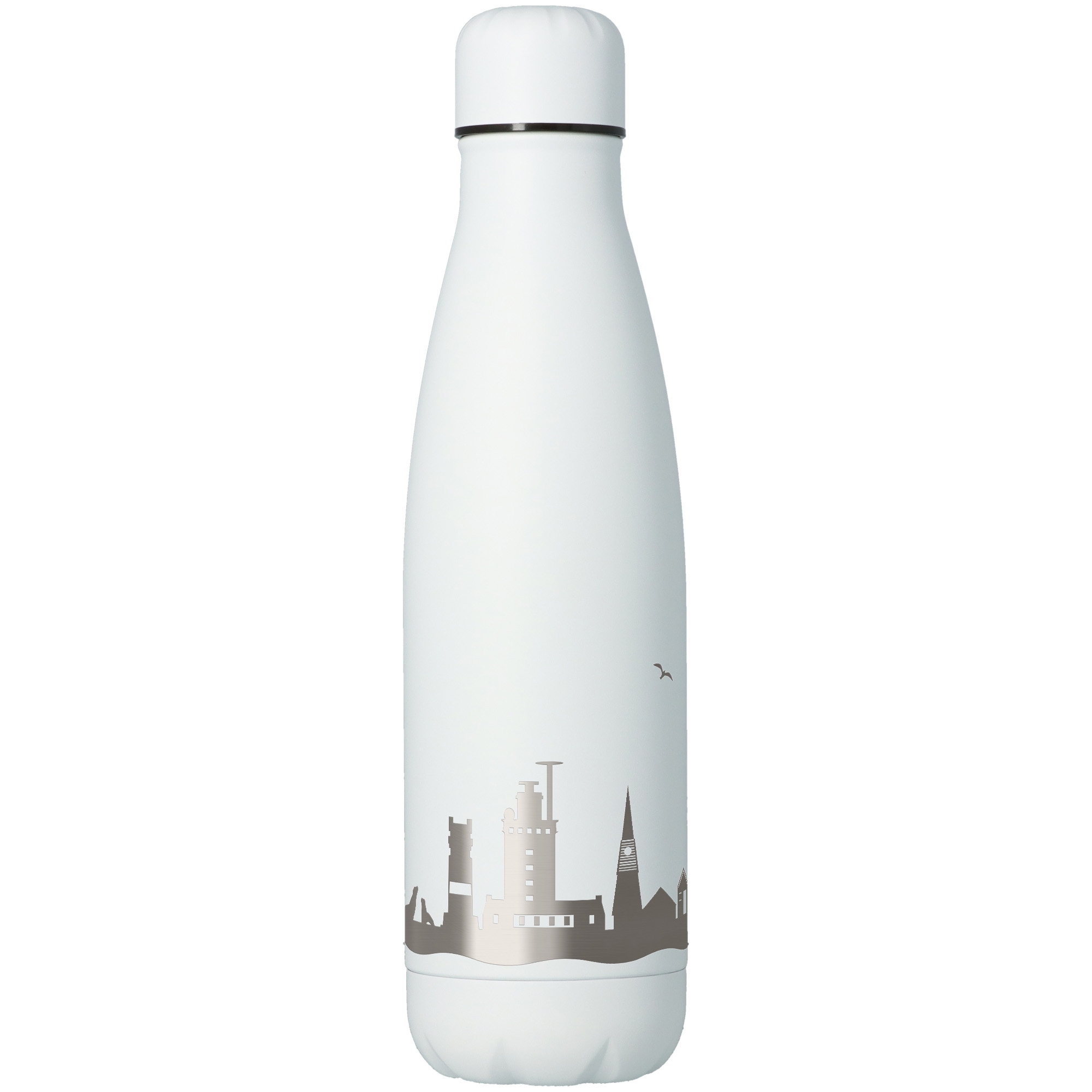 Trinkflasche Skyline Helgoland Weiß 500ml Flasche, Wasserflasche