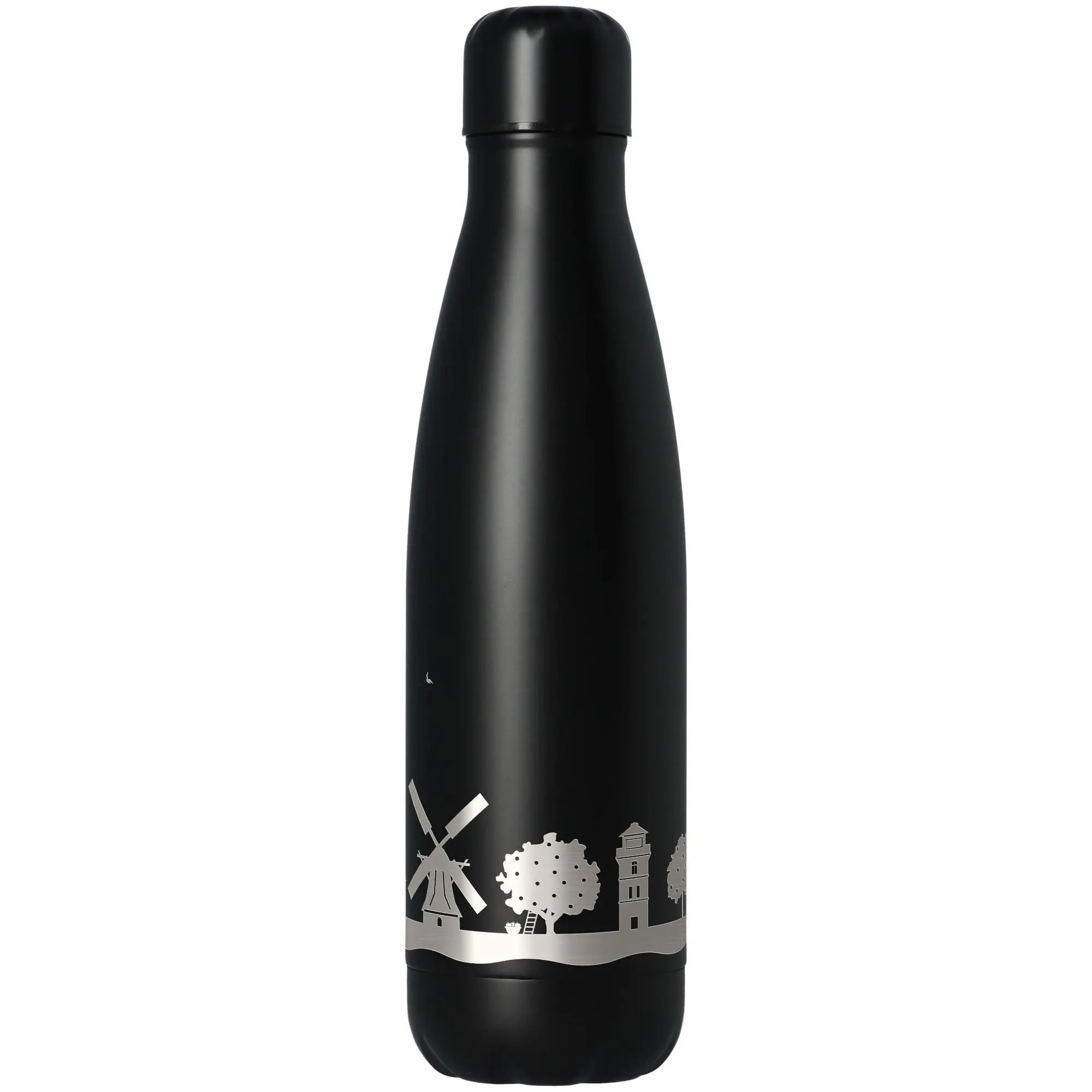 Trinkflasche Skyline Altes Land Schwarz 500ml