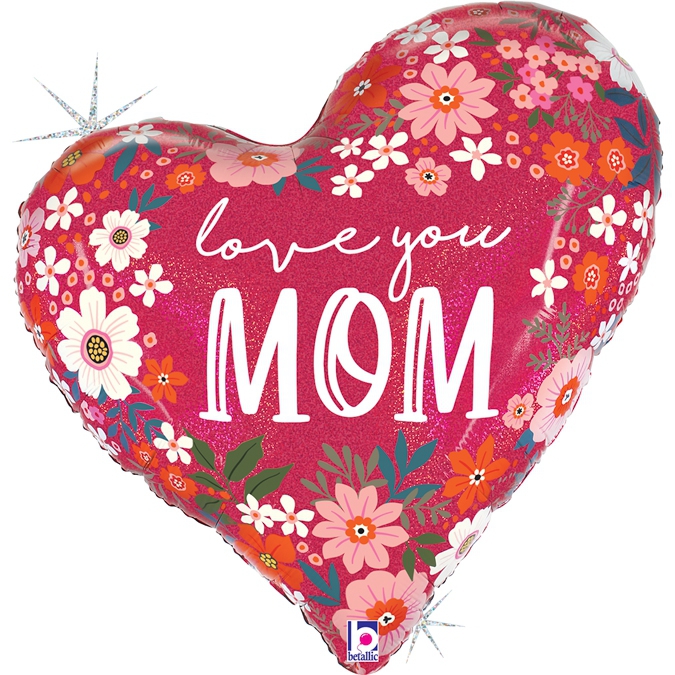 Folienballon "Love you Mom" zweiseitig 90 cm Folienballon "Love you Mom" zweiseitig 90 cm