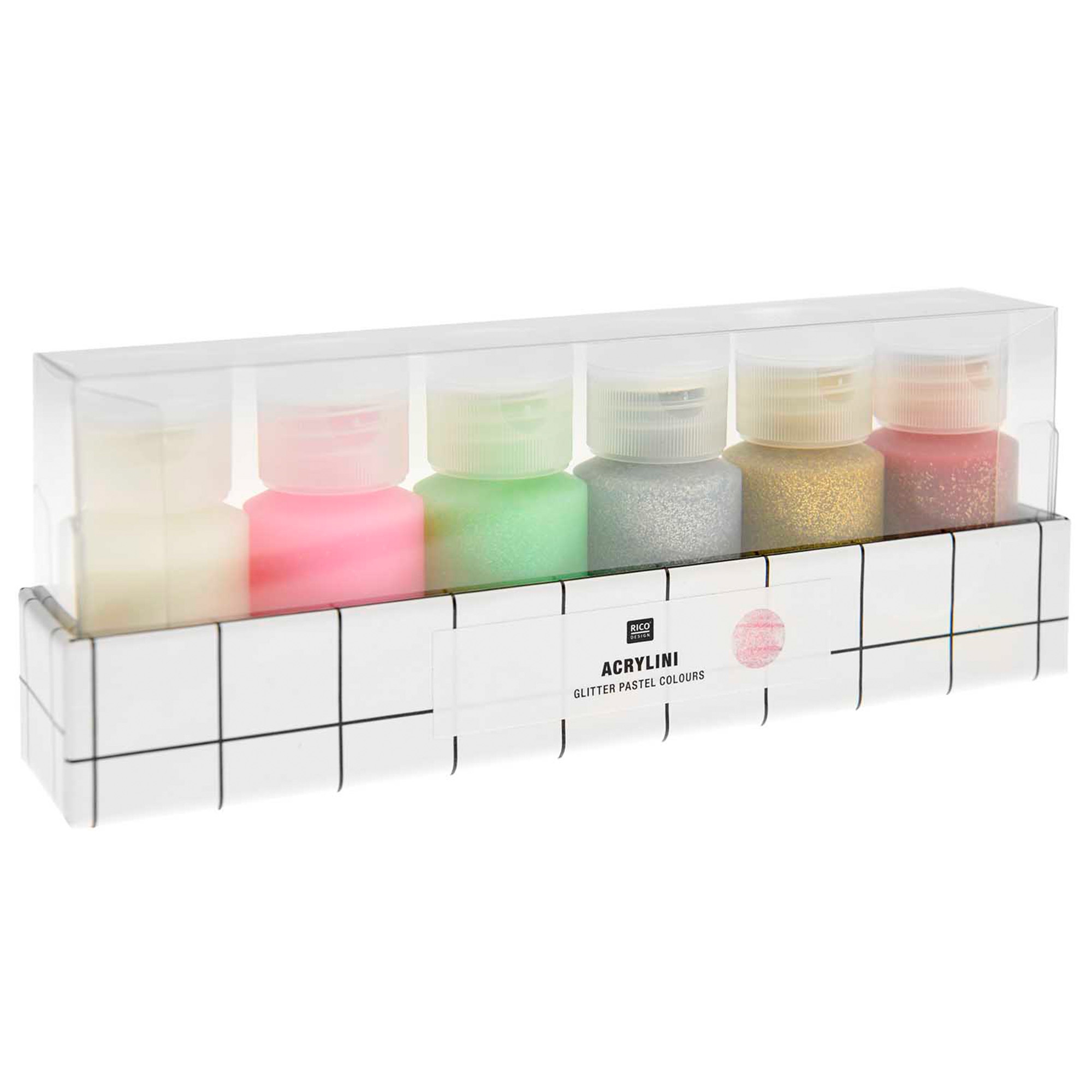 Acrylfarben Set Glitter Colours, 6 x 22 ml Krug, Kabinett, Erste Hilfe, Schalter, Regal