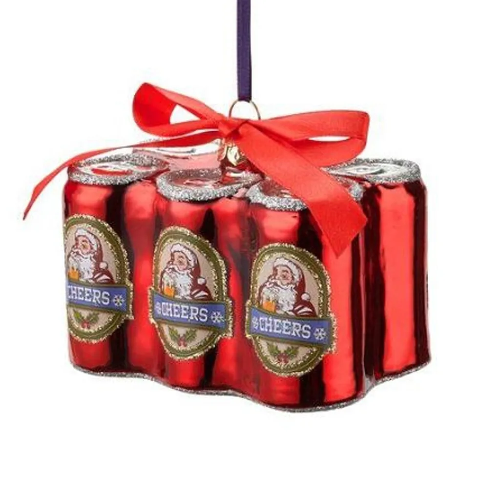 Weihnachtskugel  "Sixpack Bierdosen" Rot