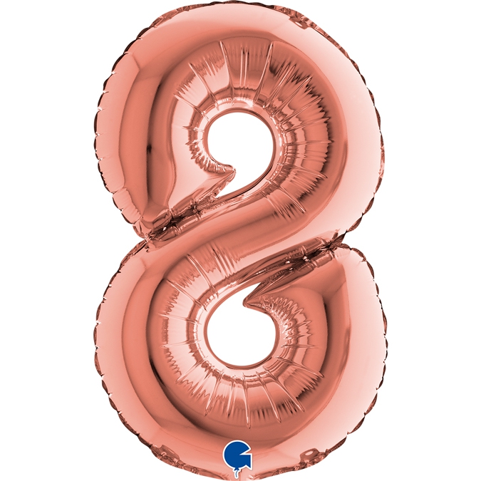 Folienballon Zahl "8" Roségold, zur Luftbefüllung, 35 cm Folienballon Zahl "8" Roségold, zur Luftbefüllung, 35 cm