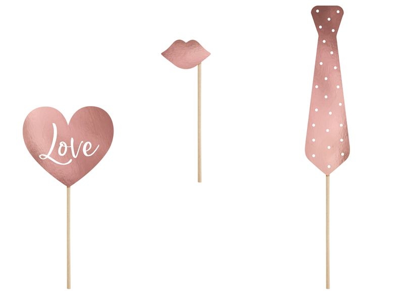 Photo Props-Set zur Hochzeit - 12 teilig, Roségold