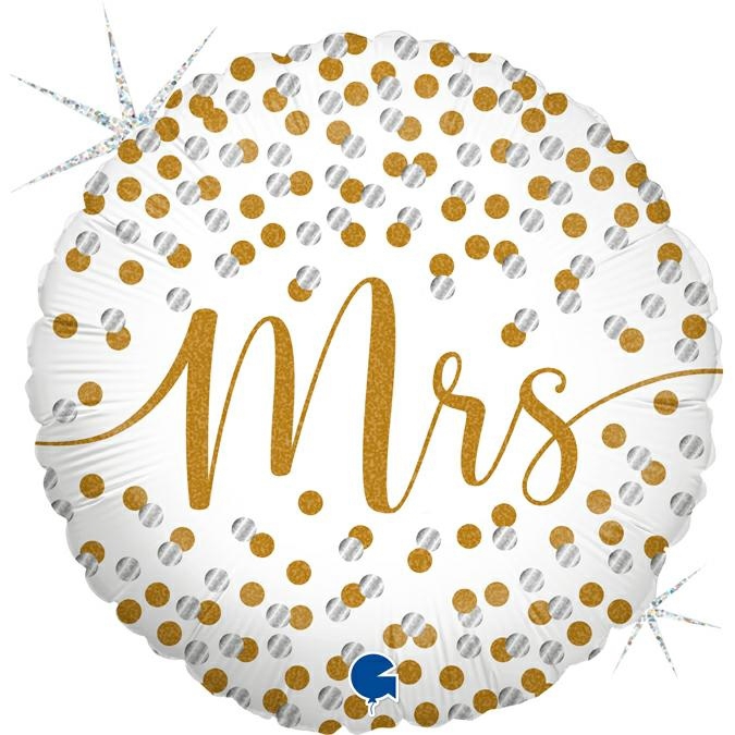 Folienballon "Mrs" holografisch 45cm Folienballon "Mrs" holografisch 45cm