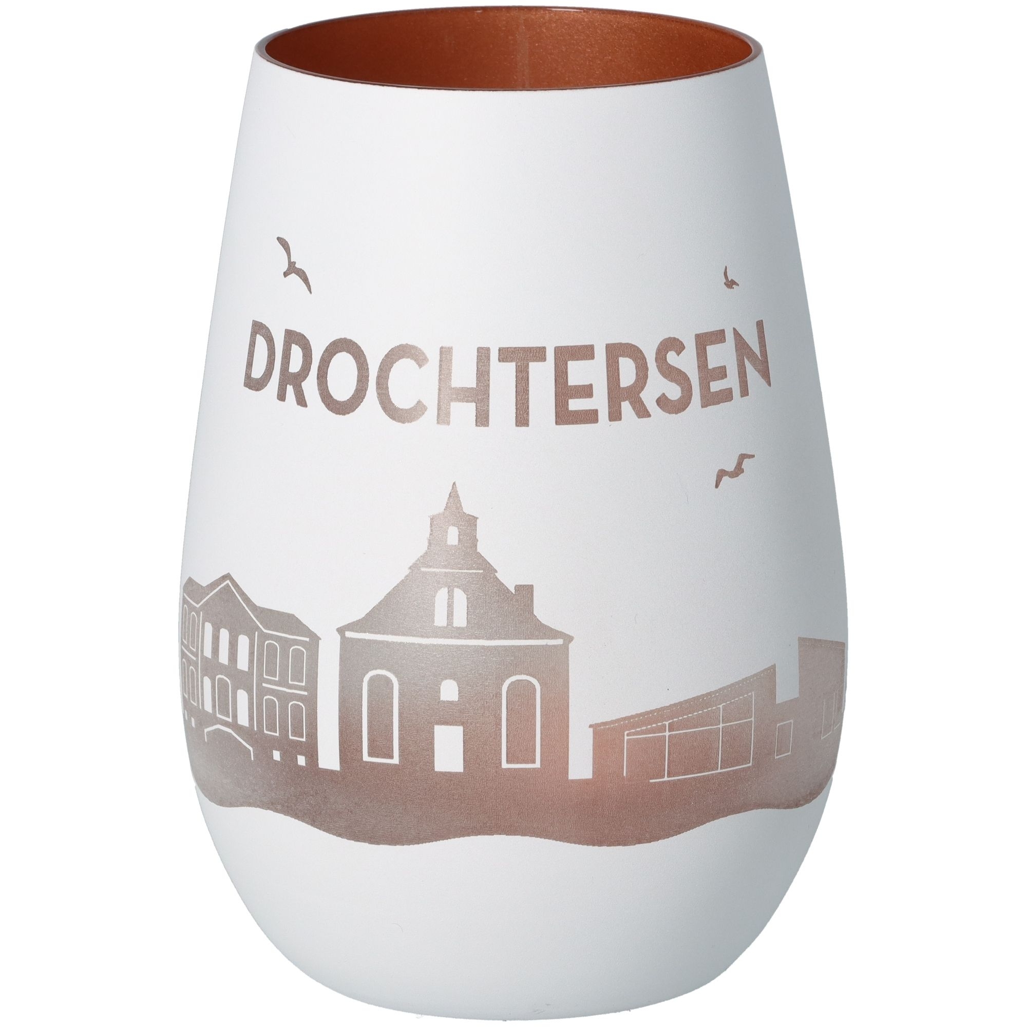 Windlicht Skyline Drochtersen Weiß/Bronze Töpferei, Krug, Vase, Glas