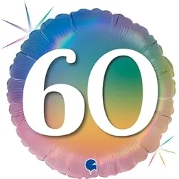 Folienballon "60" Regenbogen 46cm