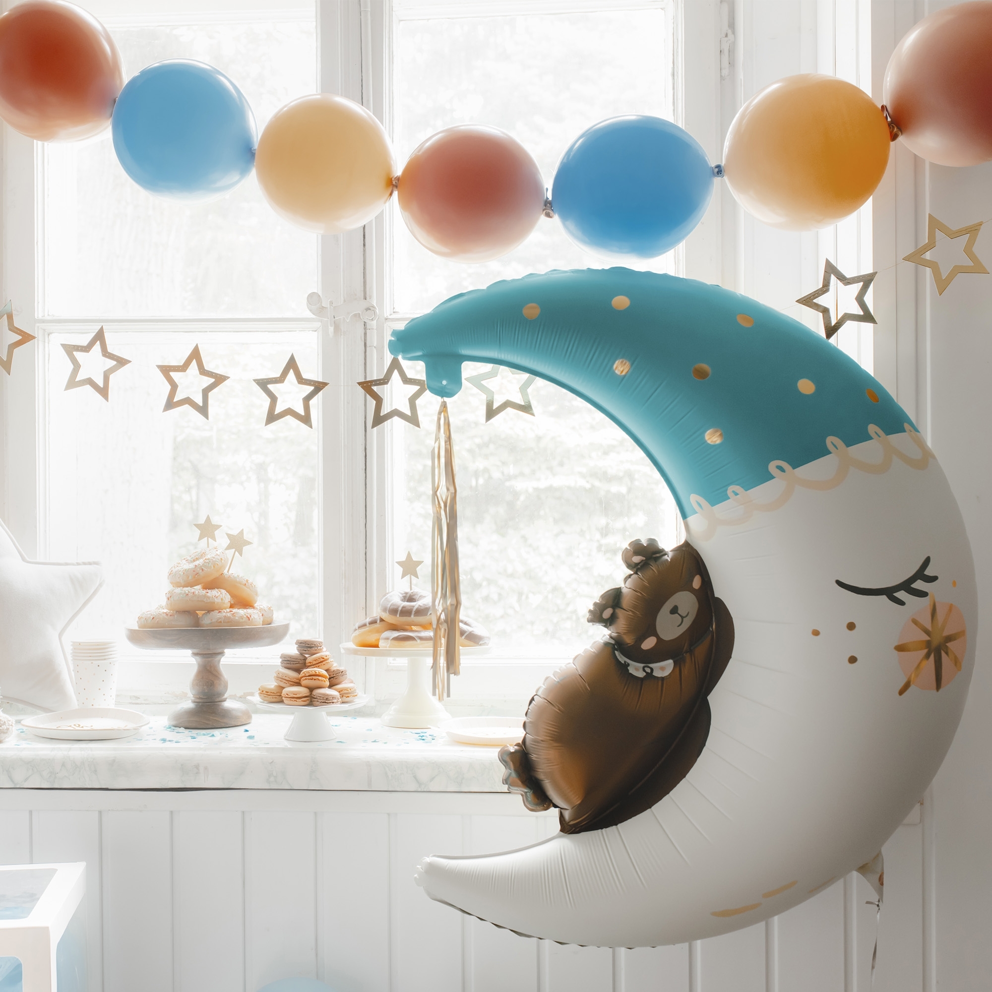 Folienballon "Teddy auf dem Mond" Blau 71x86cm Folienballon "Teddy auf dem Mond" Blau 71x86cm