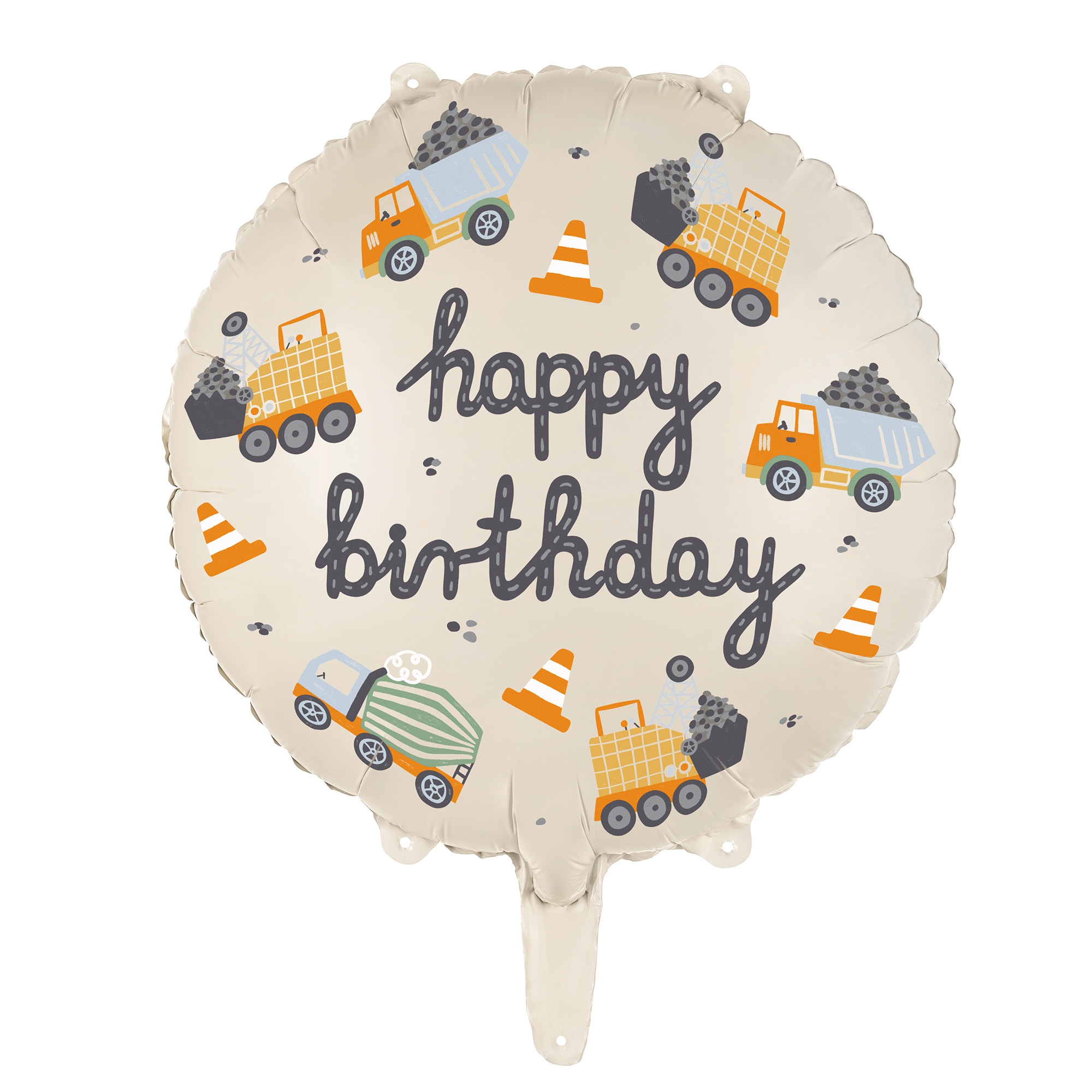 Folienballon Happy Birthday "Baustelle" 45cm