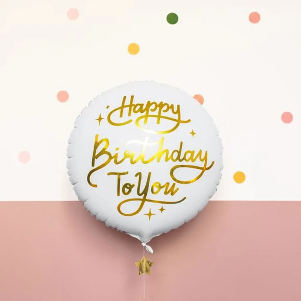 Luftballon, Birthday, Balloon, Goldene Schrift, Dekoration