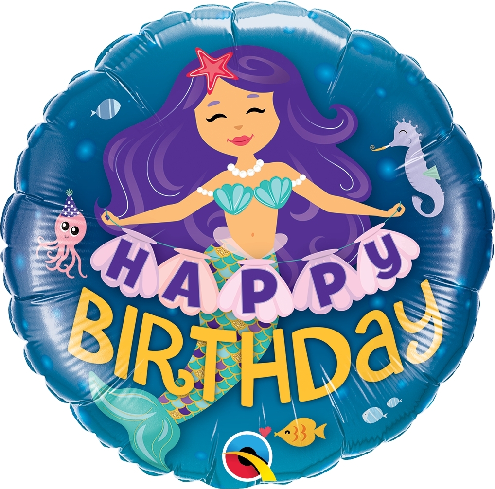 Folienballon Happy Birthday Meerjungfrau 45cm