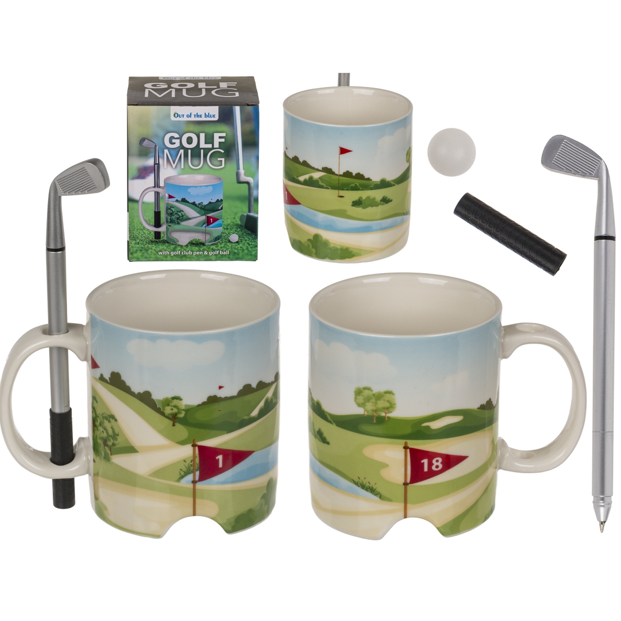 Becher "Golfplatz" mit Kugelschreiber Pokal