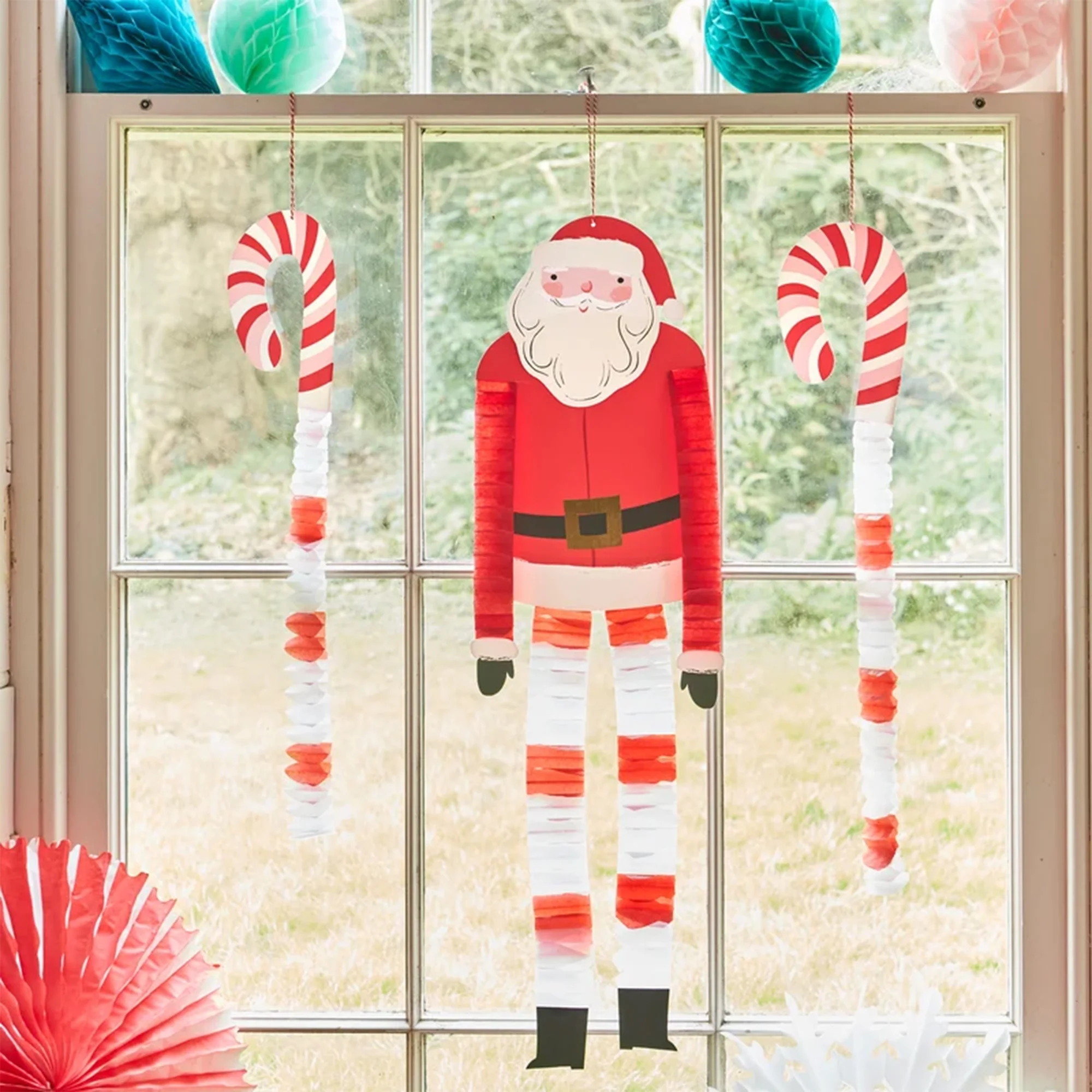 Pappfigur, Weihnachtsdeko, Santa, ZuckerStangen, Girlande