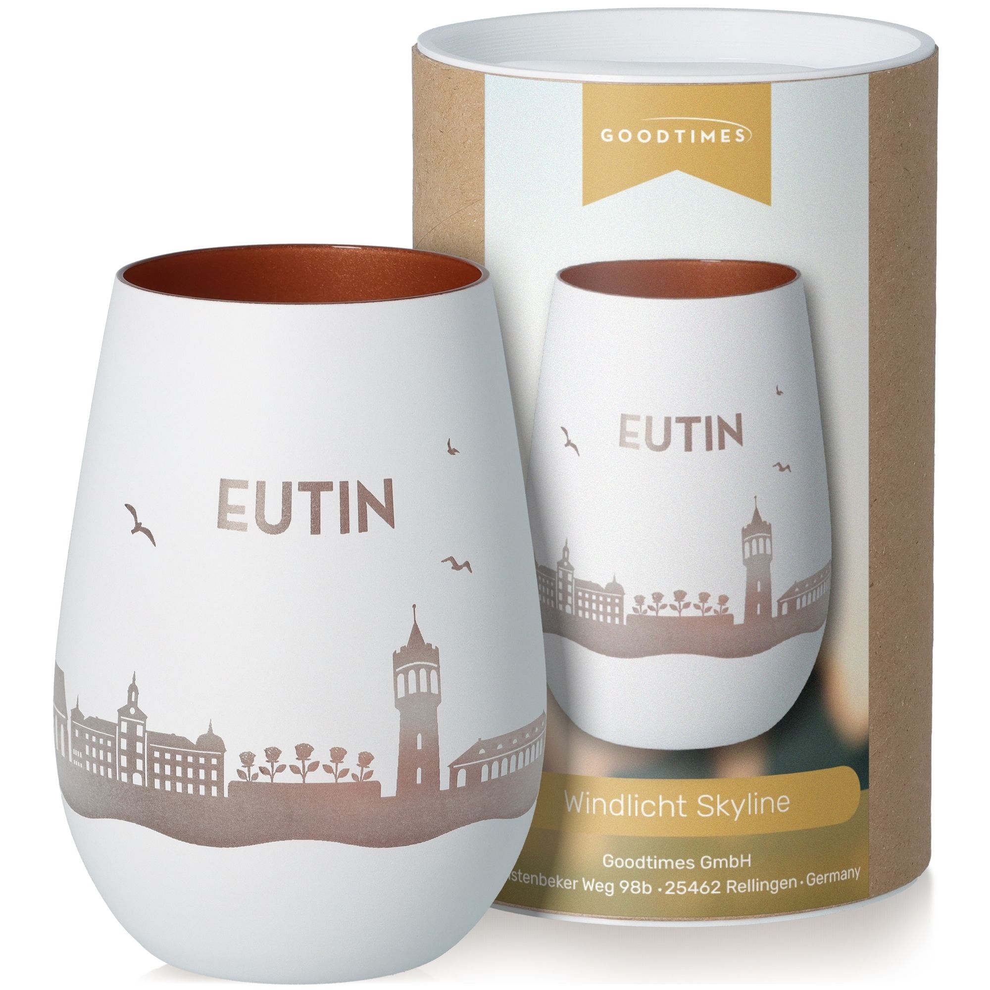 Windlicht Skyline Eutin Weiß/Bronze Töpferei, Krug, Vase, Tasse