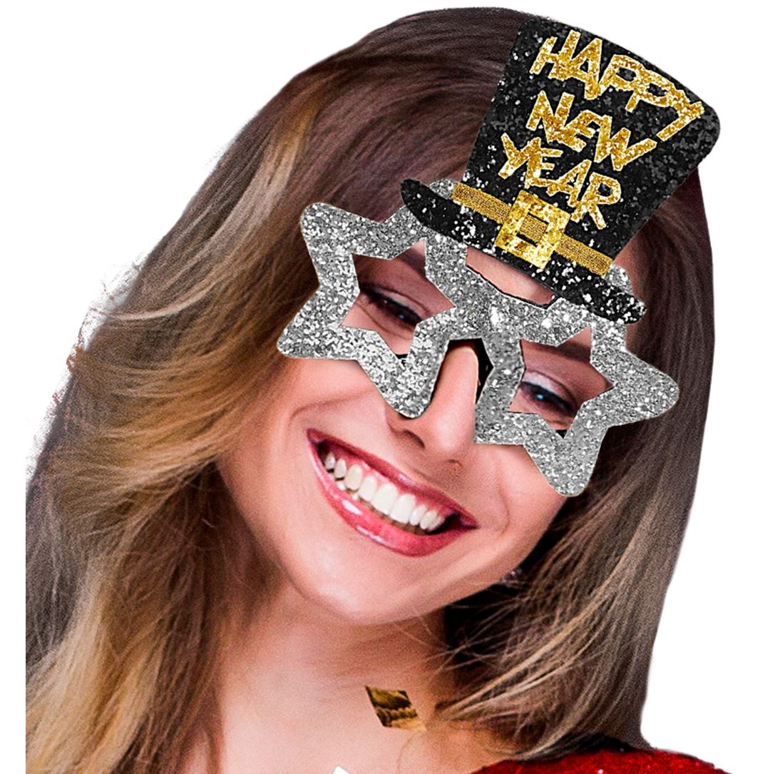 Brille " Happy New Year", Silber/Schwarz/Gold Brille " Happy New Year", Silber/Schwarz/Gold
