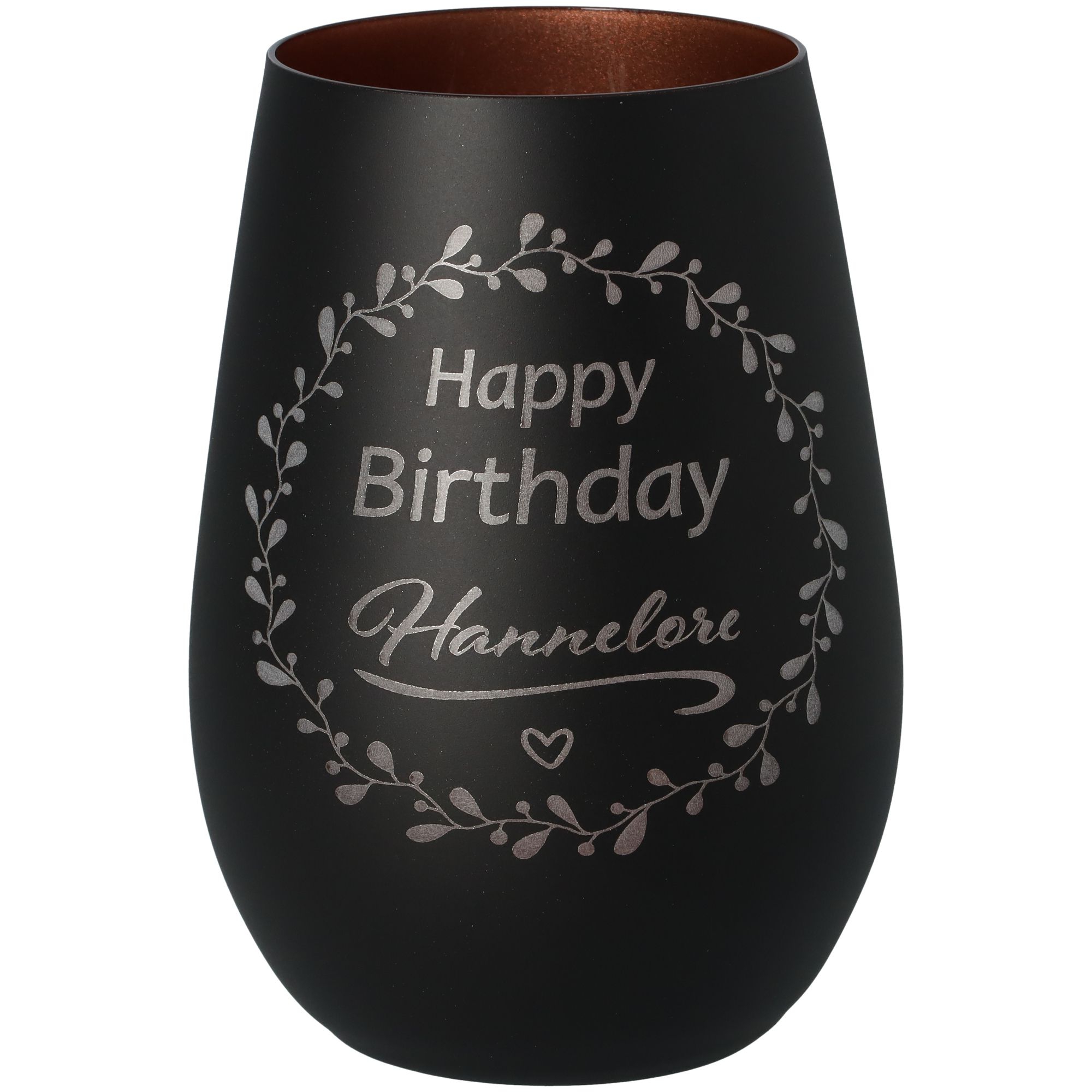 Windlicht Happy Birthday "Name" Schwarz/Bronze Windlicht Happy Birthday "Name" Schwarz/Bronze