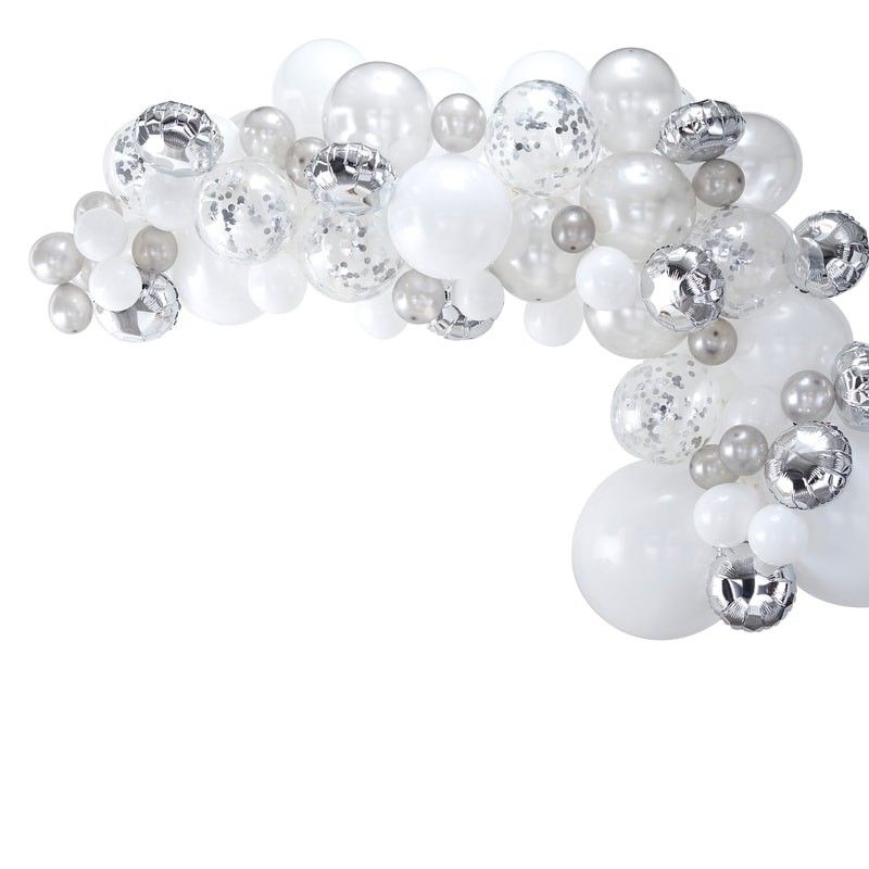 DIY Ballongirlande zum selberbauen - Silber & Weiß