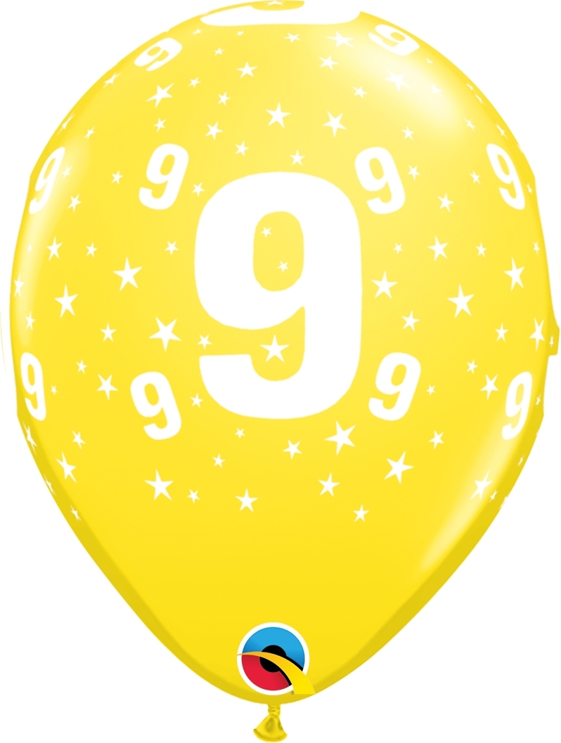 Qualatex Latexballon 9. Geburtstag verschiedene Farben Ø 30cm