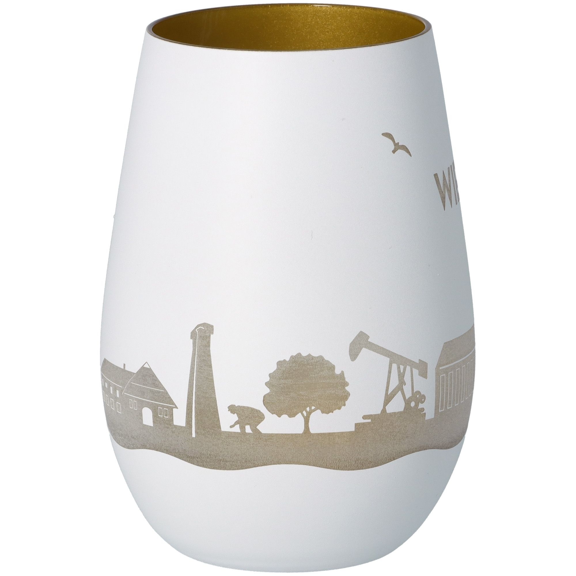 Windlicht Skyline Wietze Weiß/Gold