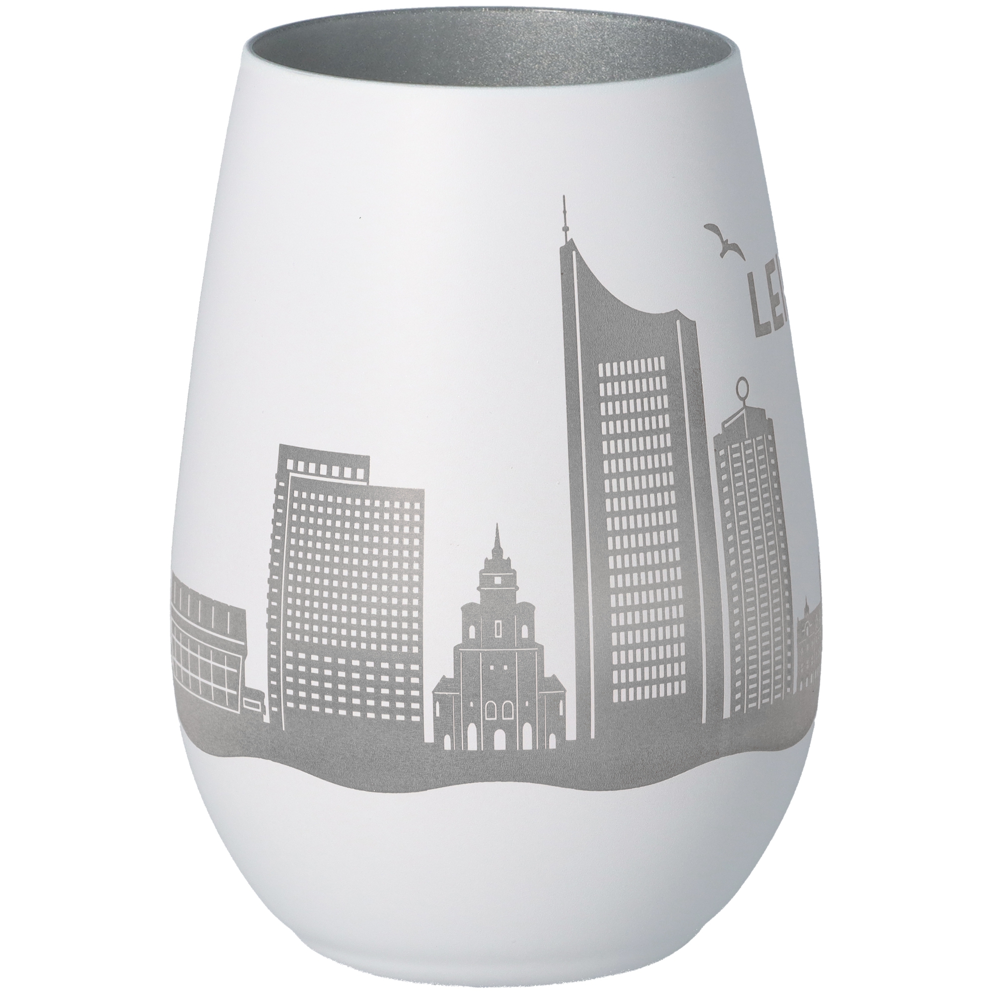 Windlicht Skyline Leipzig Weiß/Silber Windlicht Skyline Leipzig Weiß/Silber