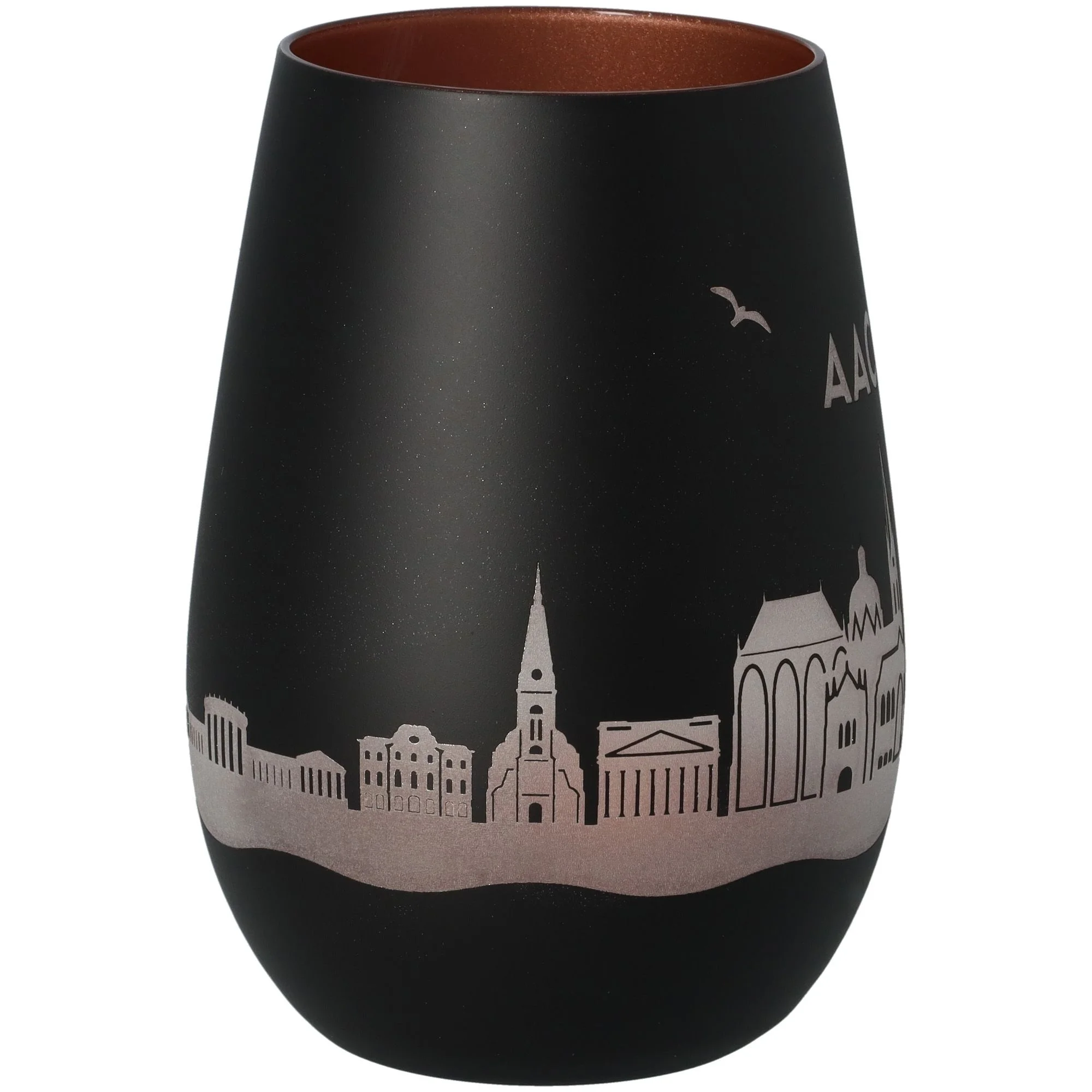 vase, schwarze vase, Stadt-Silhouette, glänzende Oberfläche, Keramik