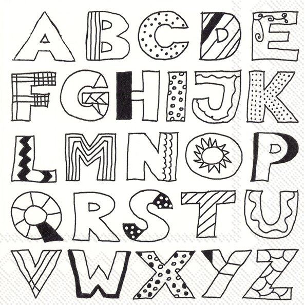 ABC - 20 Servietten zur Einschulung, Schwarz/Weiß ABC - 20 Servietten zur Einschulung, Schwarz/Weiß