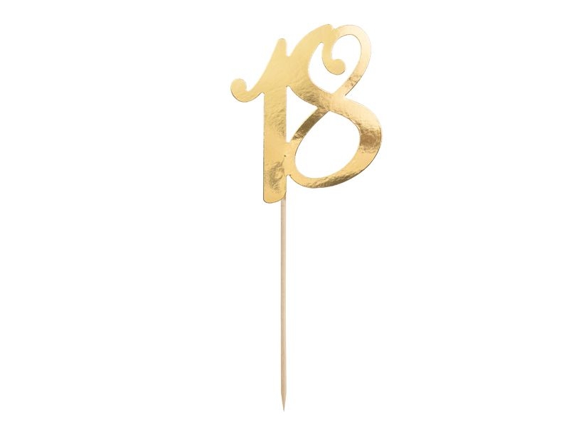Cake Topper zum 18. Geburtstag, Gold Cake Topper zum 18. Geburtstag, Gold