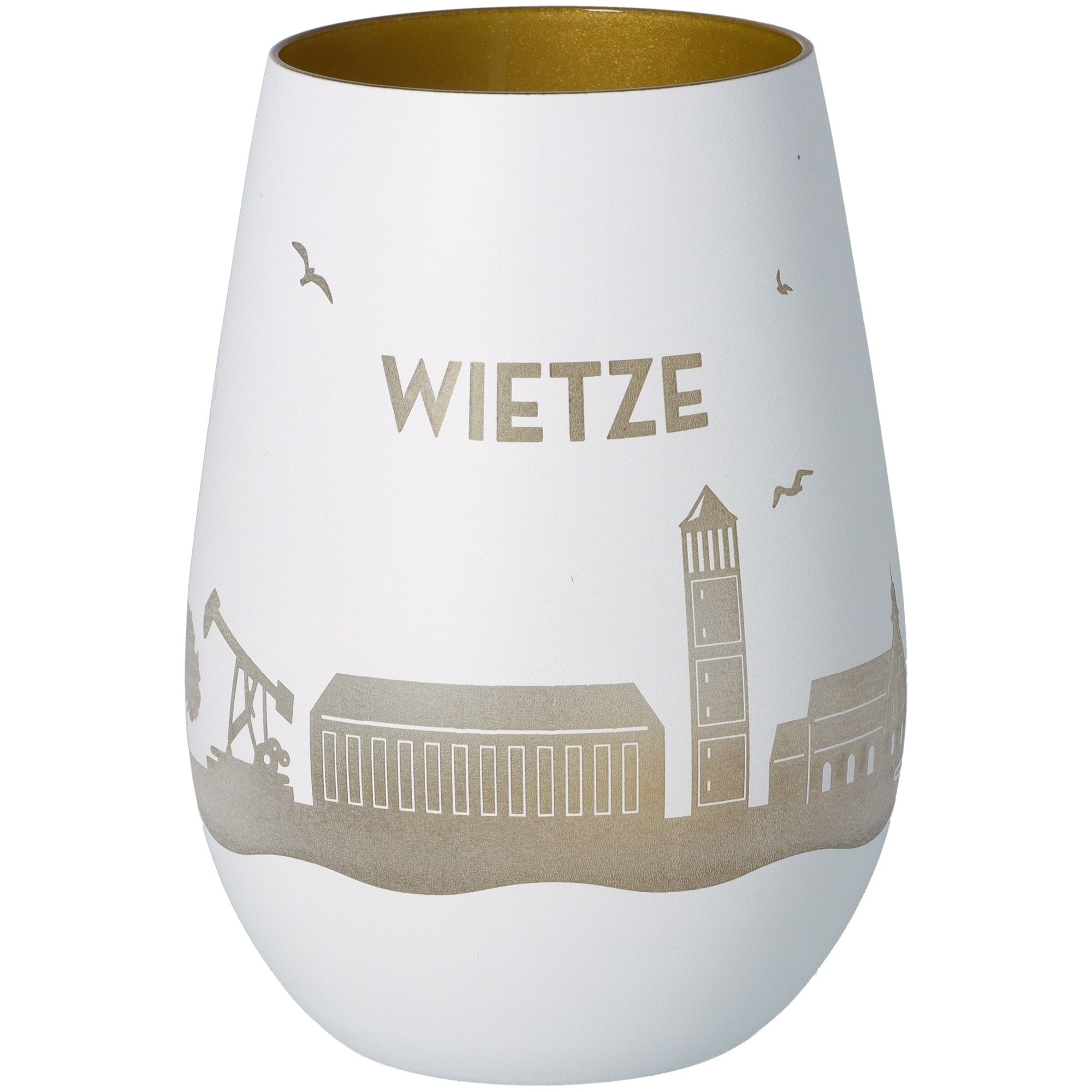 Windlicht Skyline Wietze Weiß/Gold Töpferei, Krug, Vase