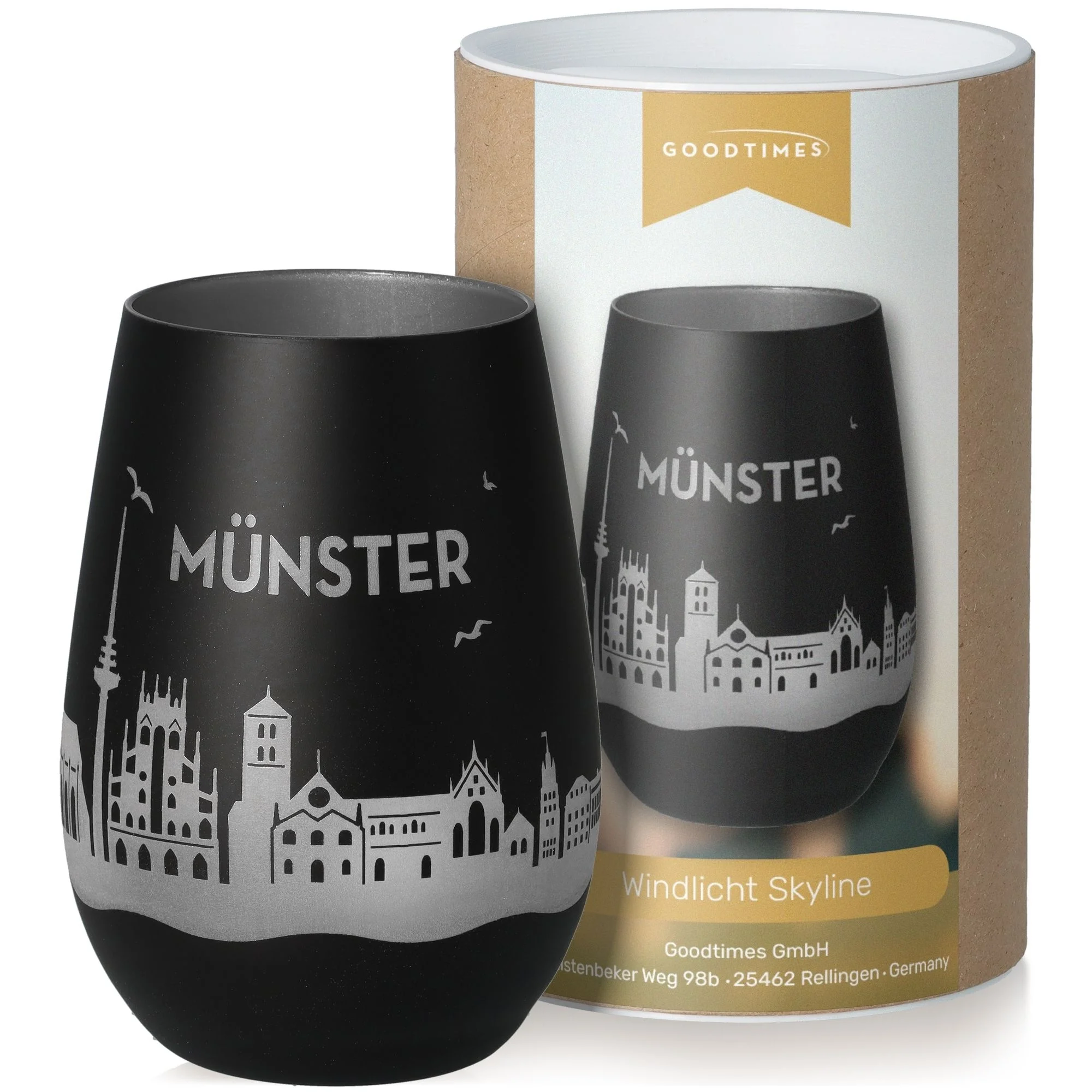 Münster, Windlicht, Glas, Schwarz, Silhouette