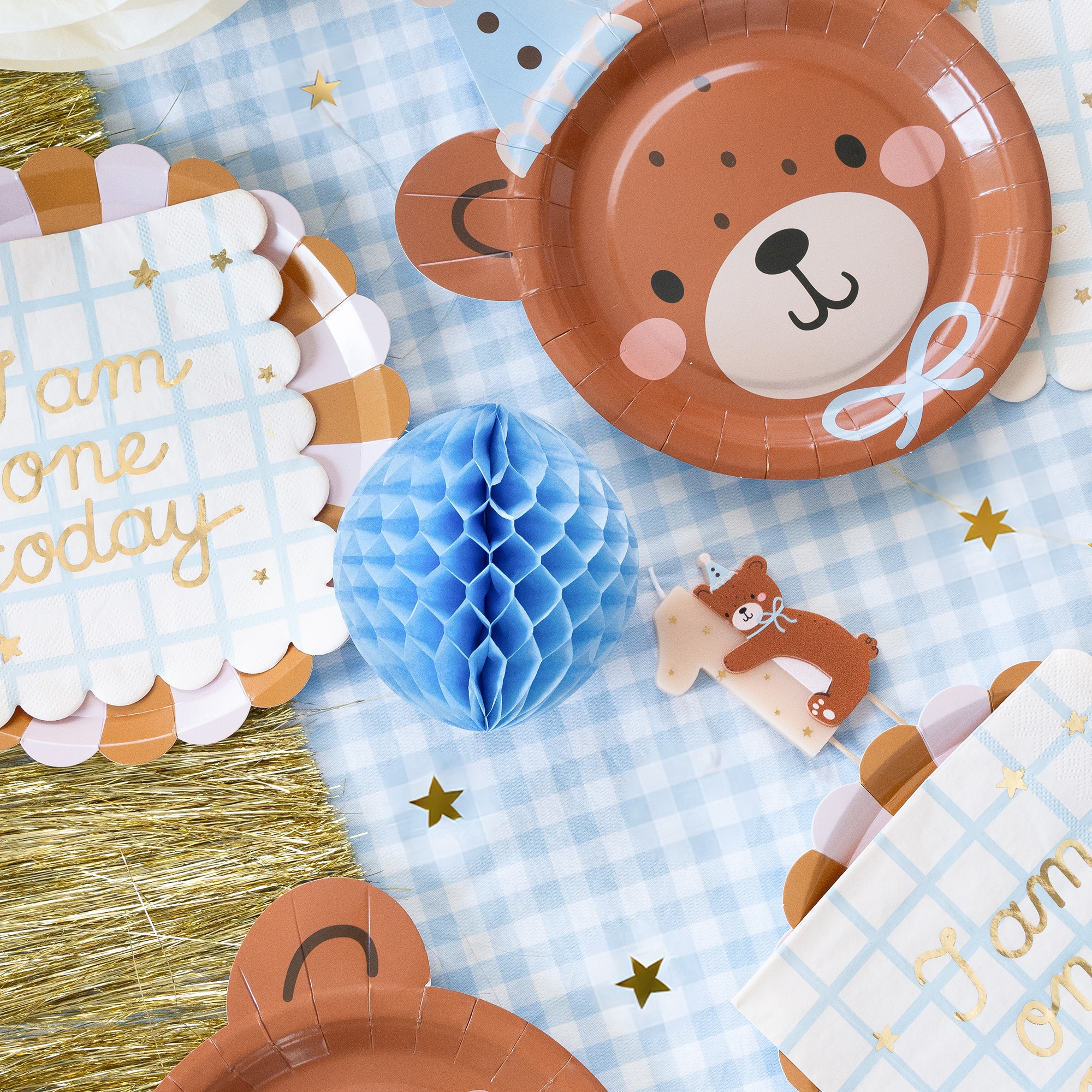 Geburstagskerzen "1 mit Teddybär" Leute, Person, Teller