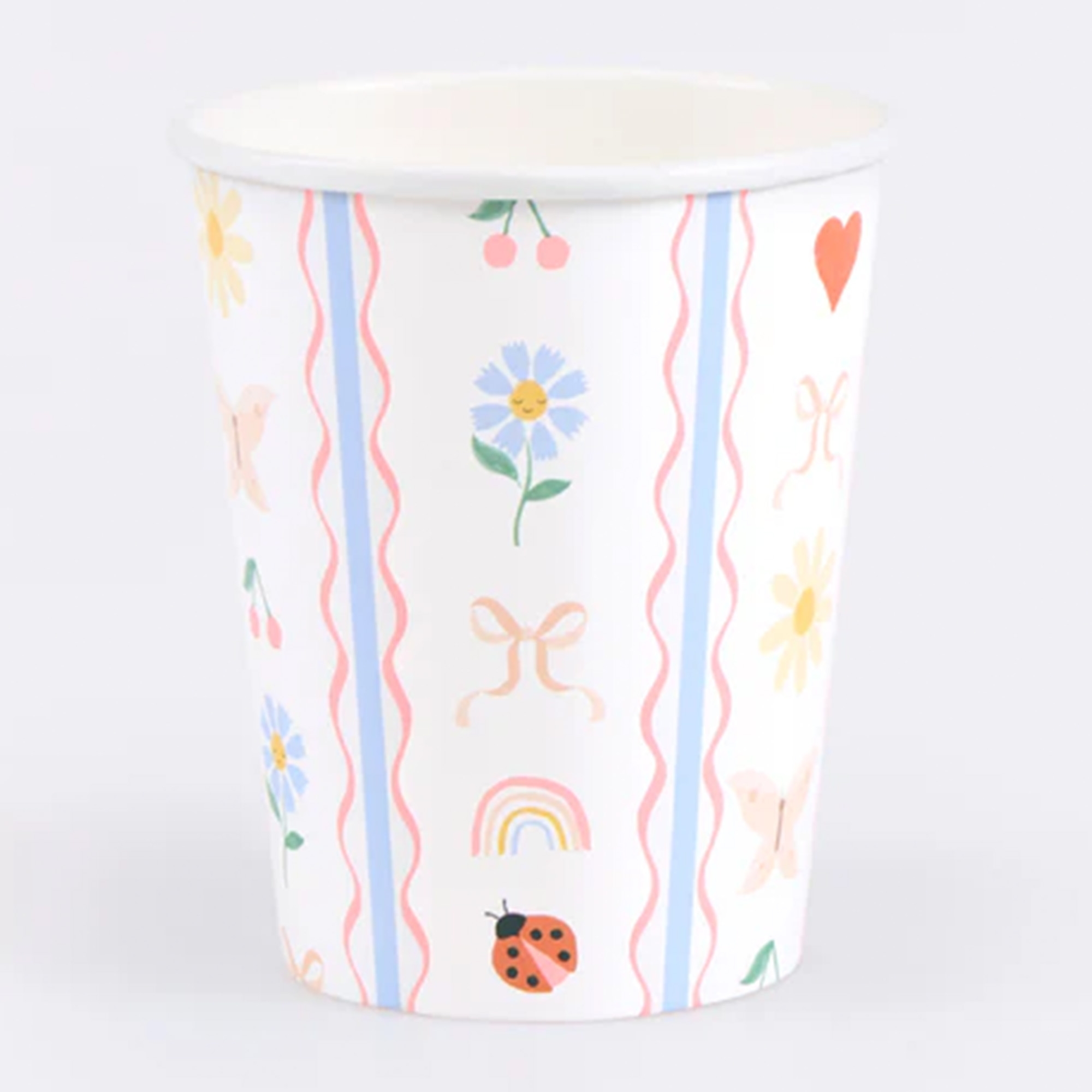 Becher, Papierbecher, Dekor, Blumenmotiv, Rainbow/ Regenbogen