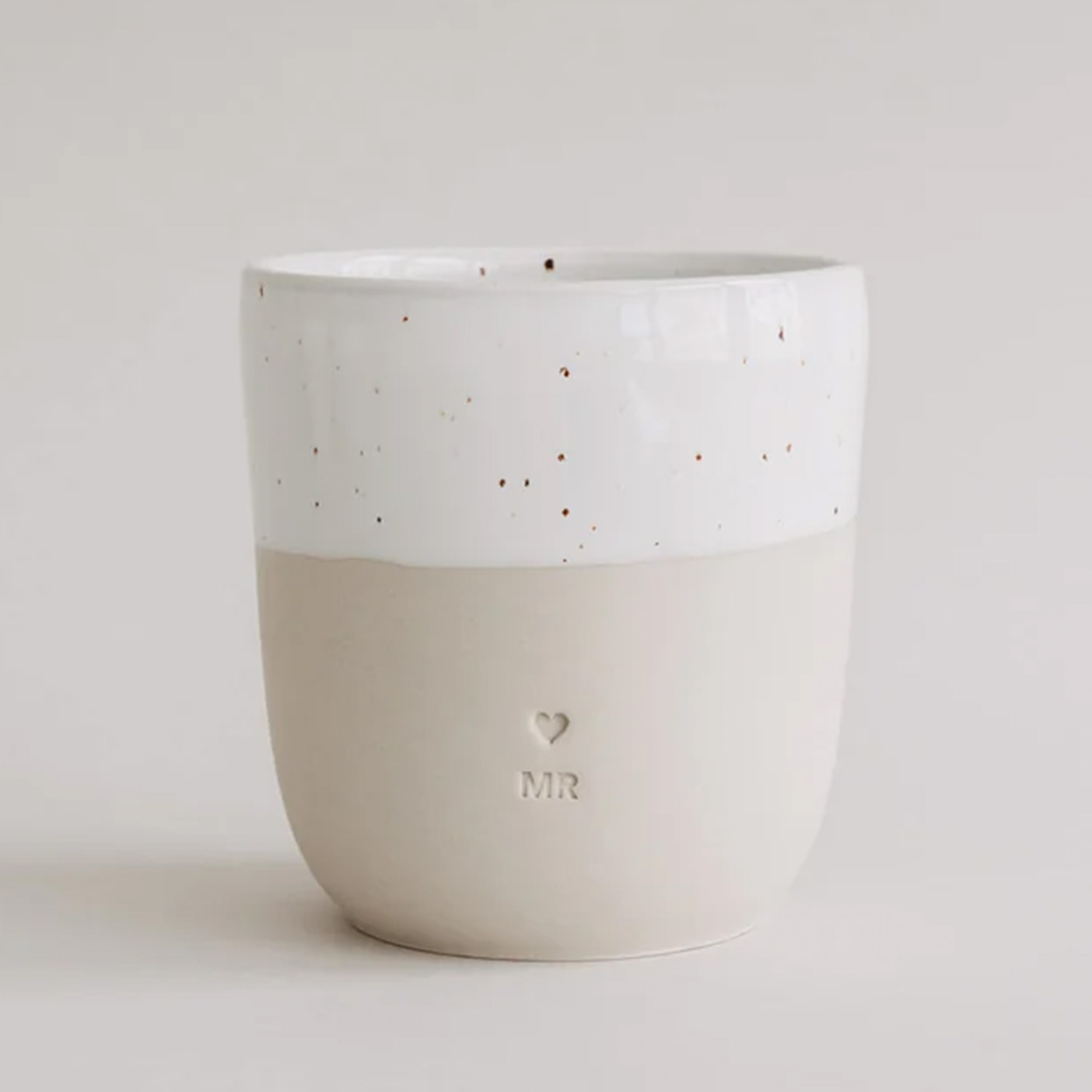 Eulenschnitt - Steingut-Becher "Mr" Becher, Tasse, Keramik, Weiß, Glasur