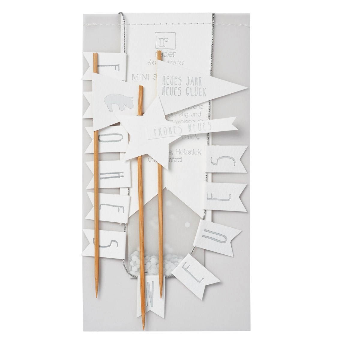Mini Silvester Holzstick Girlande Silber Mini Silvester Holzstick Girlande Silber