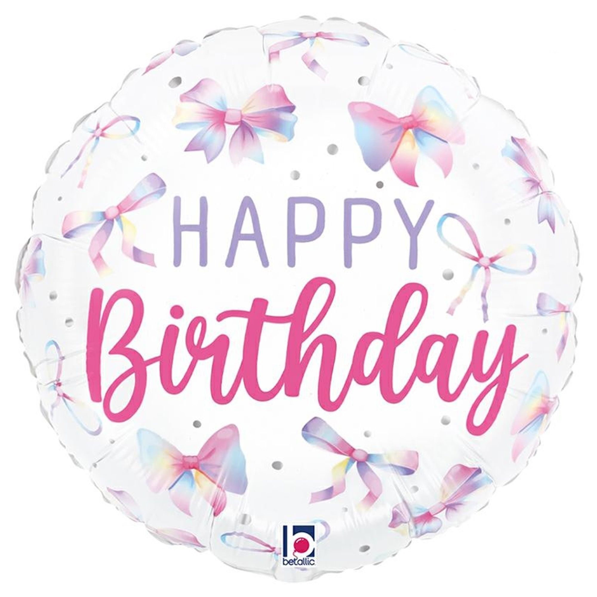 Folienballon "Bunte Schleifen" 45 cm Ballon, Geburtstag, Happy Birthday, Rundballon, Bänder