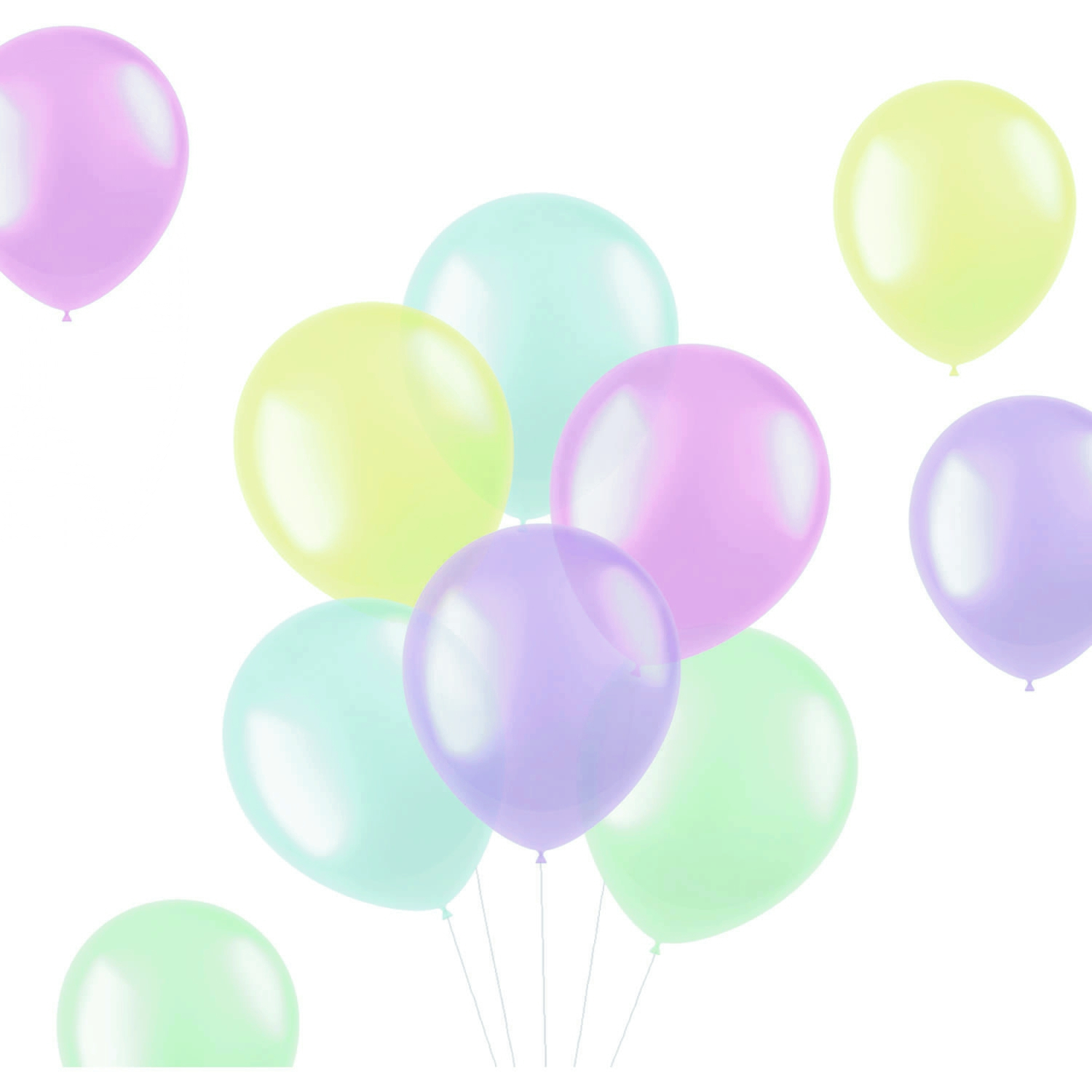 10 Latexballons im Set "Transparent Pastell" Ø 33cm Ballon