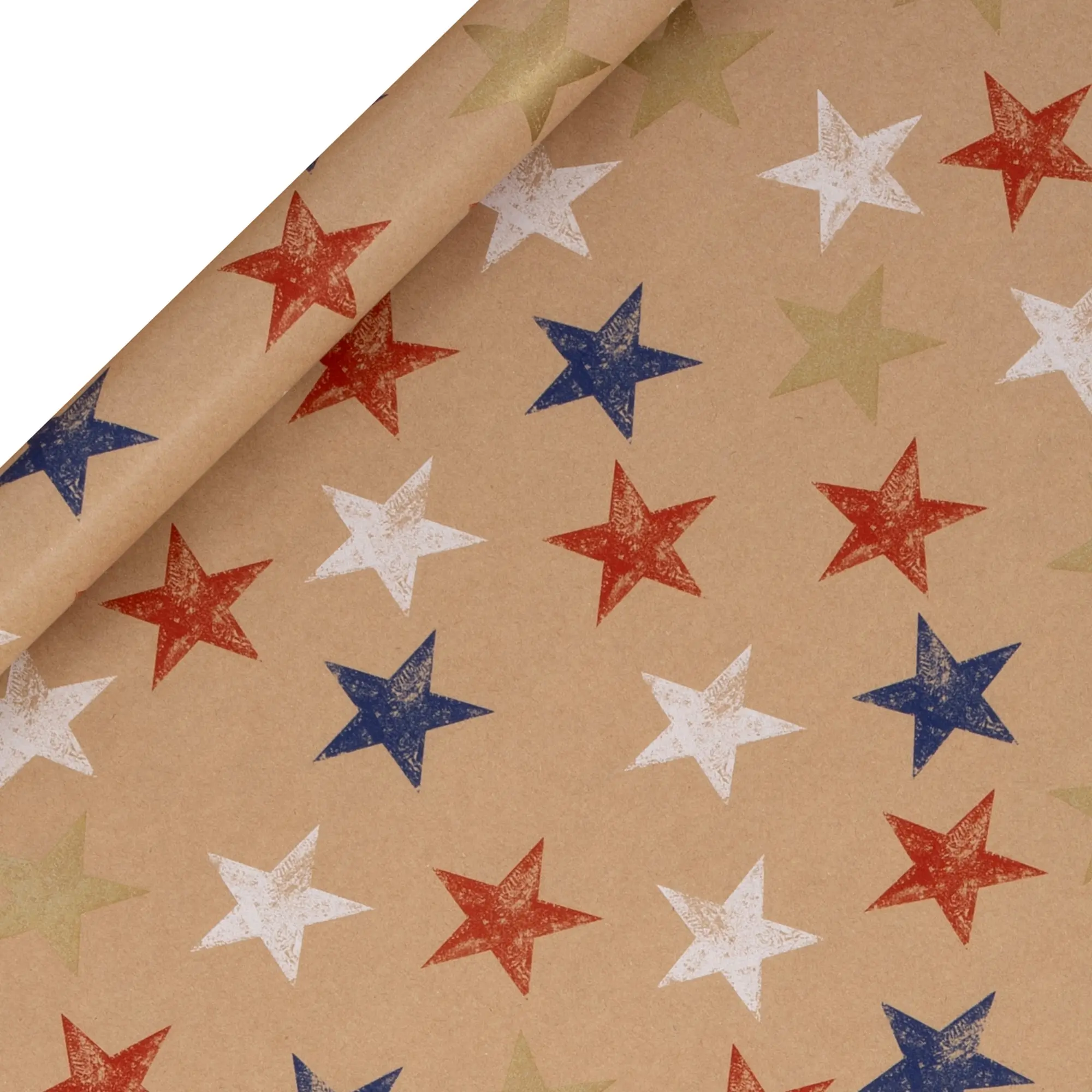 Party wrapping, Star pattern, Brown kraft, Decorative paper, Gift wrap