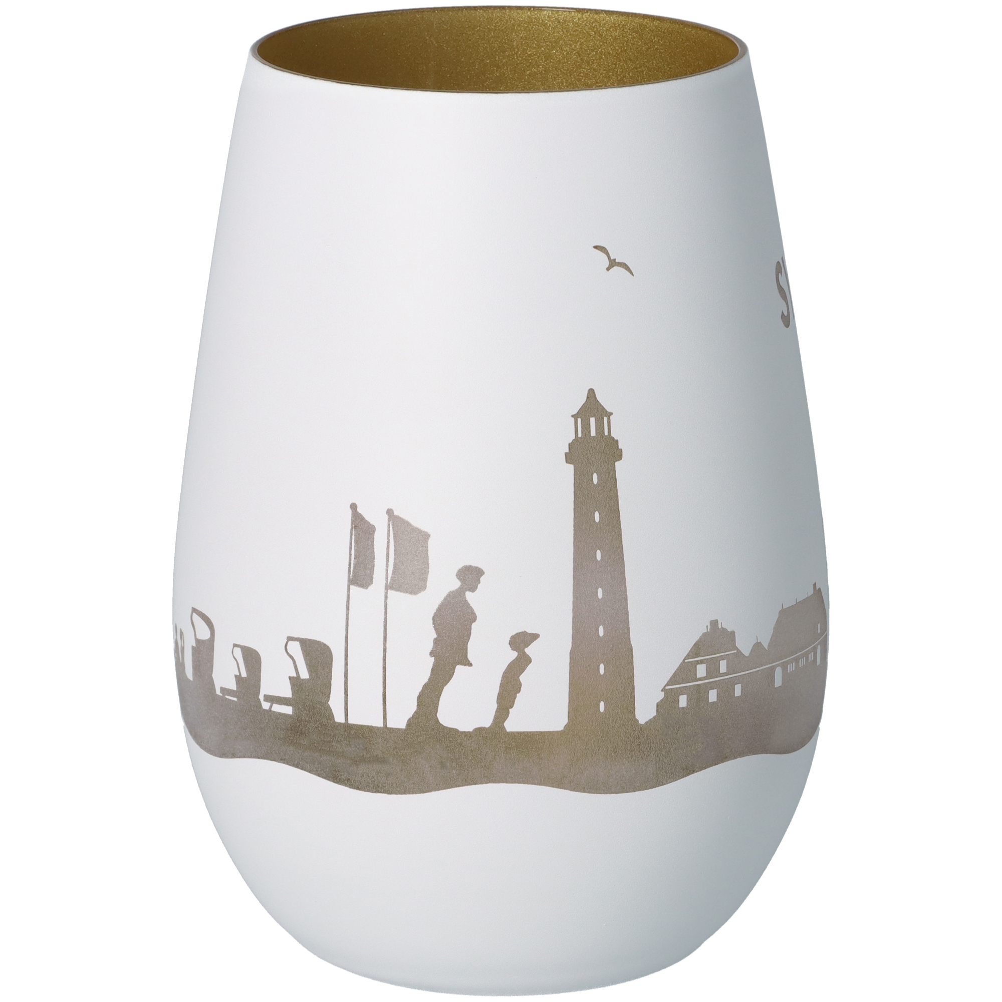 Windlicht Skyline Sylt Weiß/Gold Windlicht Skyline Sylt Weiß/Gold