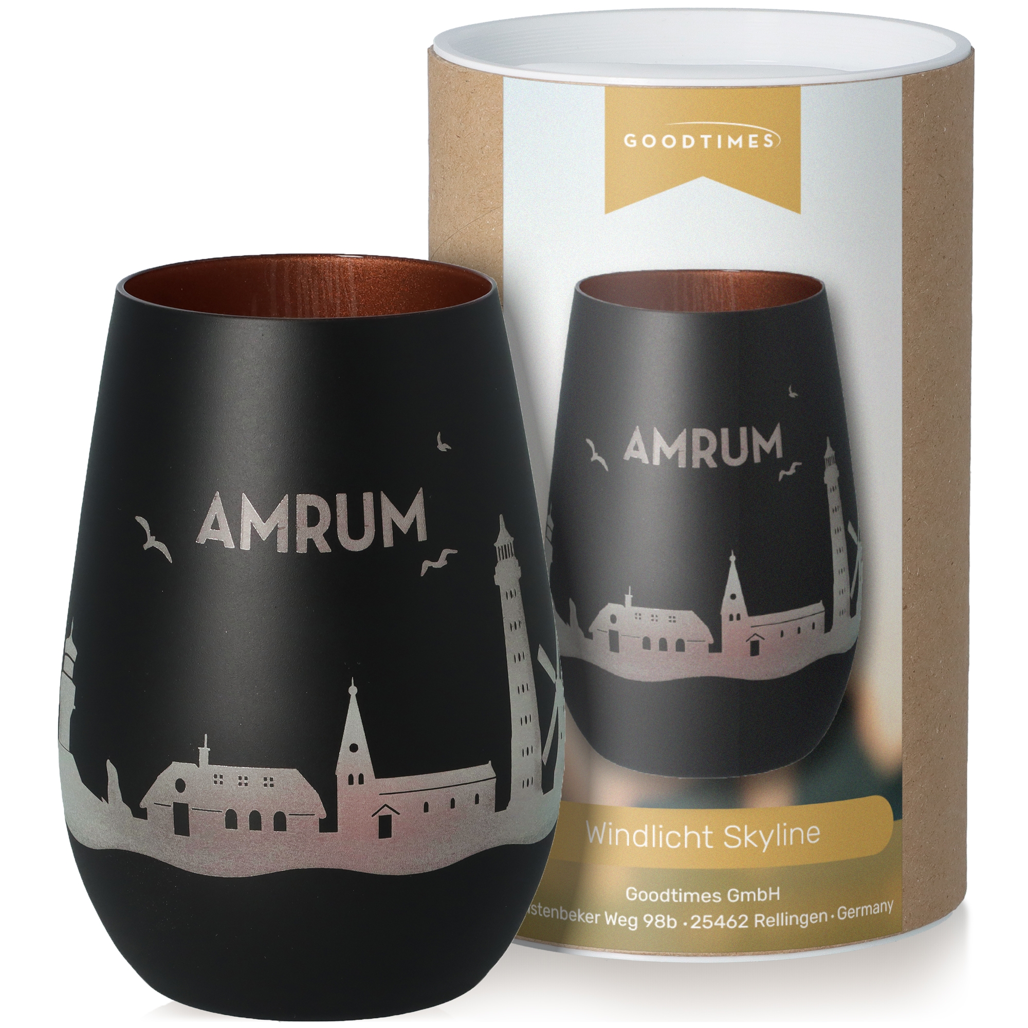 Windlicht Skyline Amrum Schwarz/Bronze Krug, Töpferei, Tasse