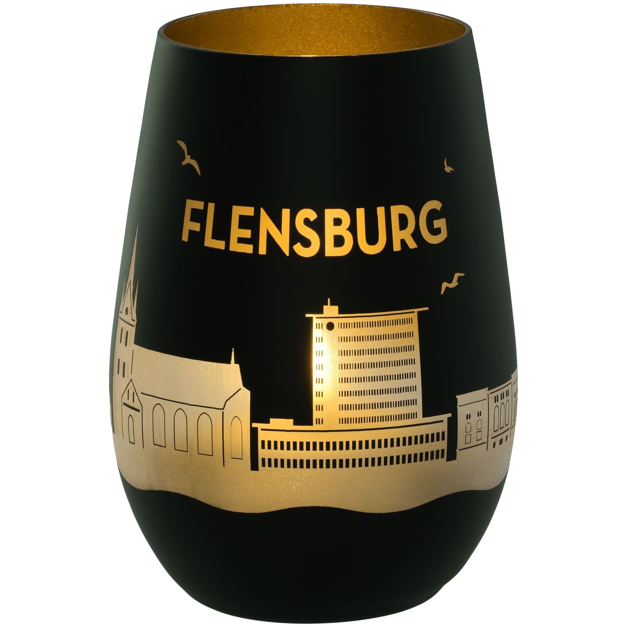 Windlicht Skyline Flensburg Schwarz/Gold Windlicht Skyline Flensburg Schwarz/Gold