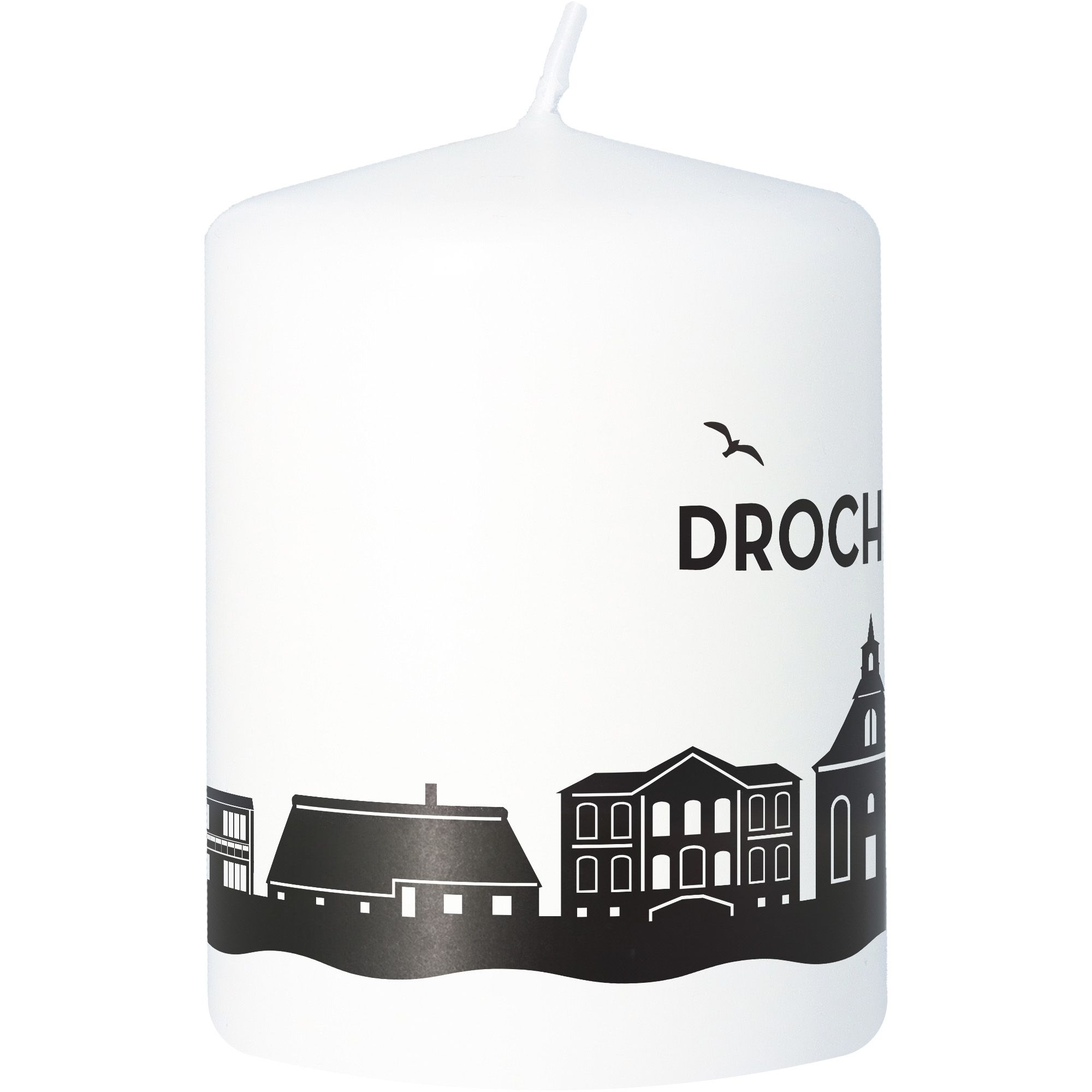 Stumpenkerze Skyline Drochtersen Weiß Kerze, Tier, Vogel