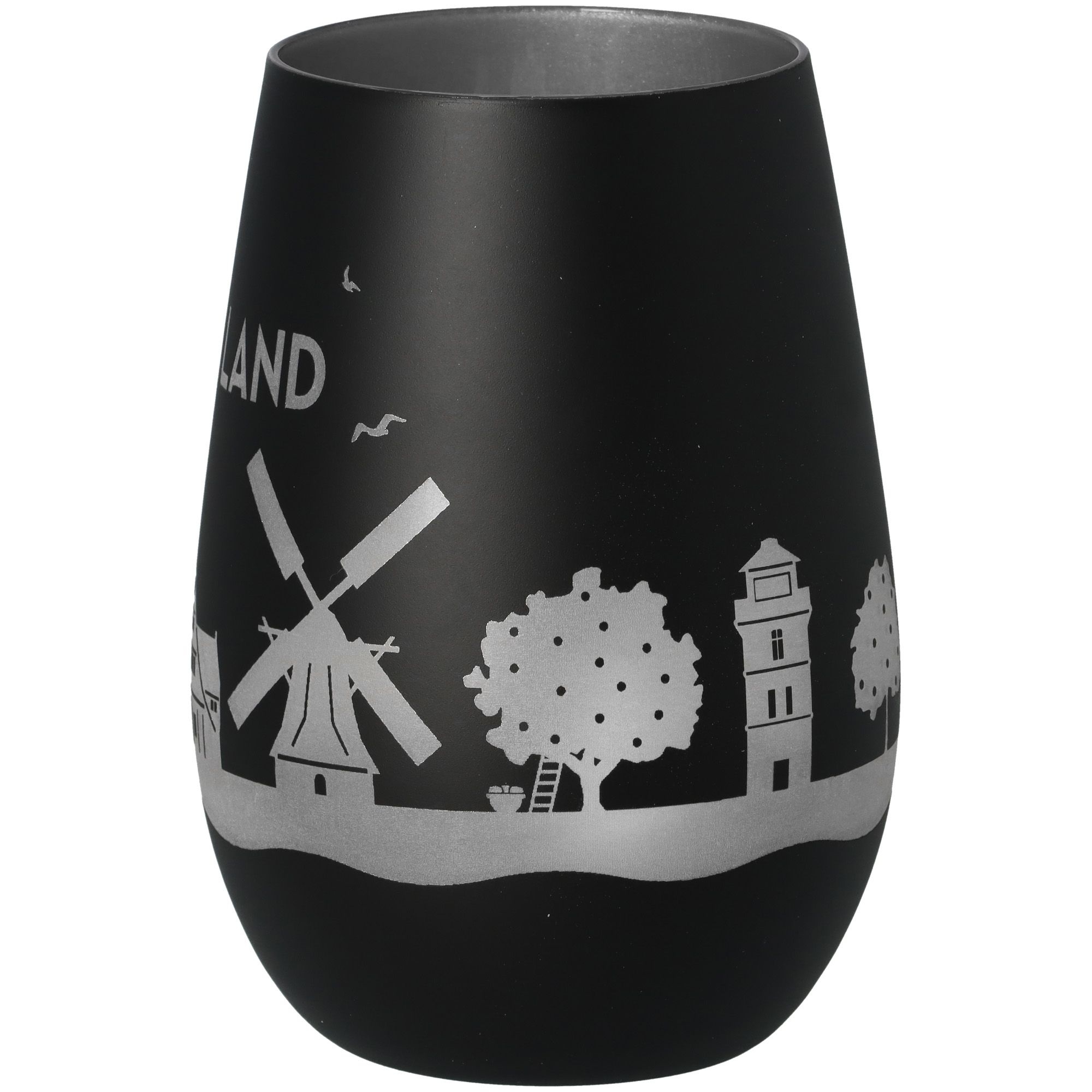 Windlicht Skyline Altes Land Schwarz/Silber Töpferei, Krug, Vase