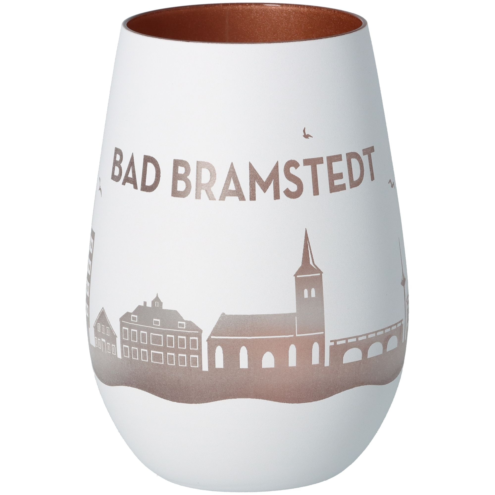 Windlicht Skyline Bad Bramstedt Weiß/Bronze Töpferei, Krug, Kunst, Porzellan, Vase