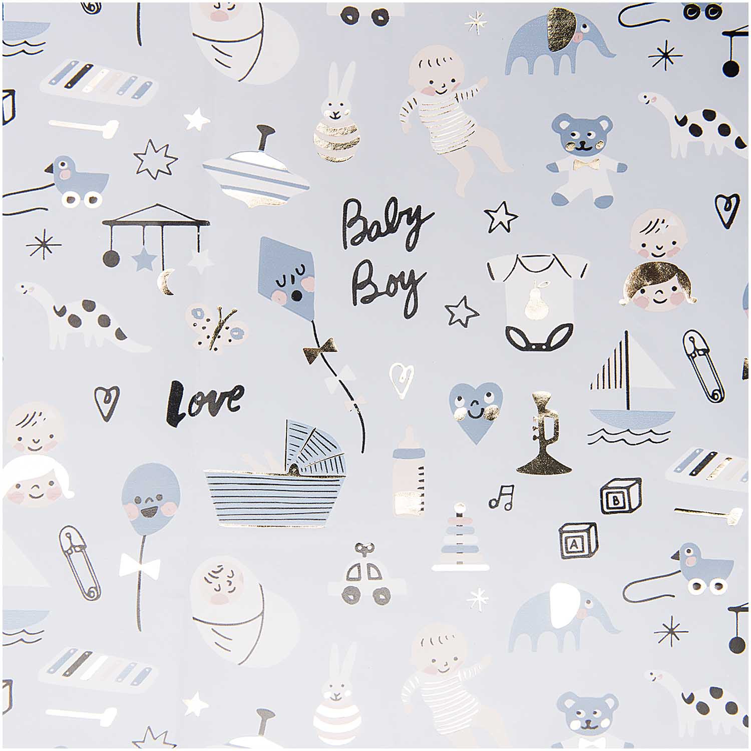 Geschenkpapier auf Rolle, "Baby"- Blau 2m Geschenkpapier auf Rolle, "Baby"- Blau 2m