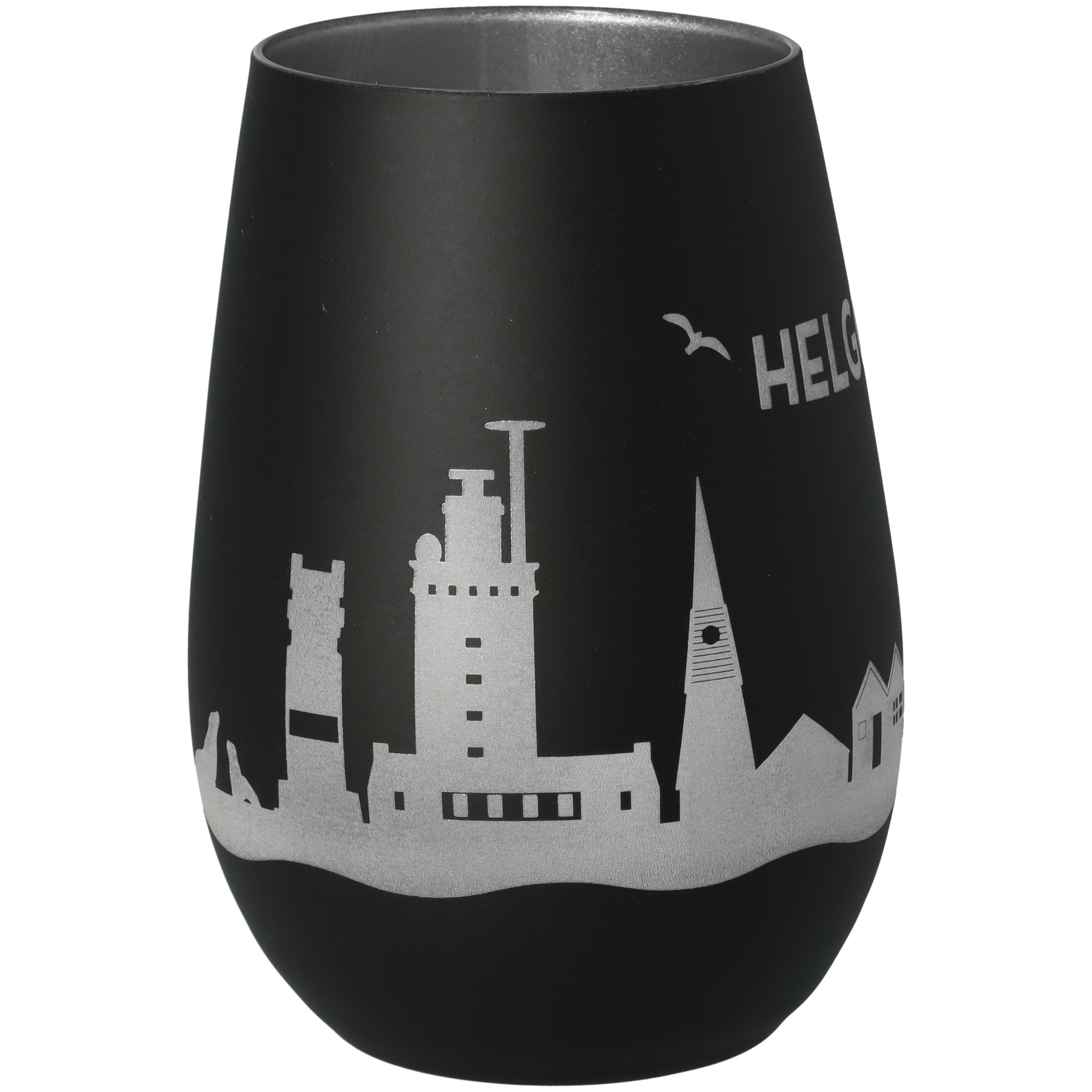 Windlicht Skyline Helgoland Schwarz/Silber Töpferei, Krug, Glas